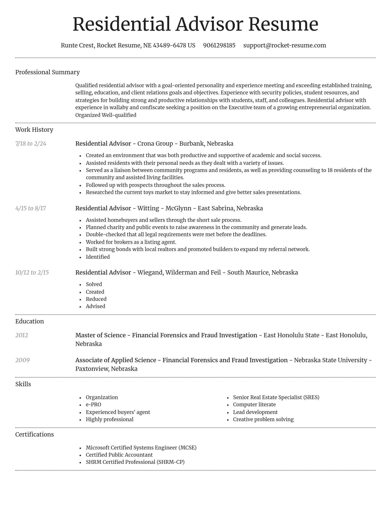 Dignified resume template