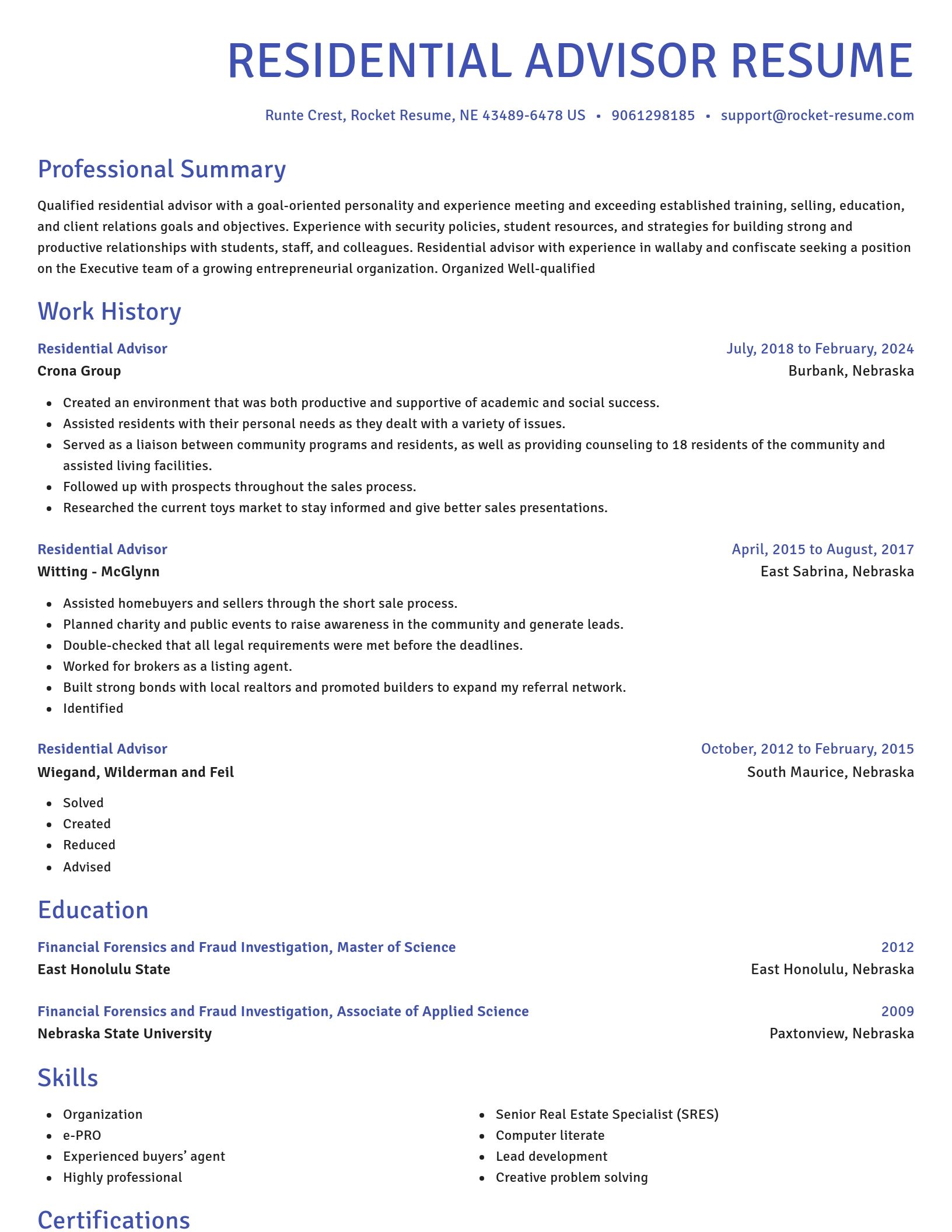 Novel resume template
