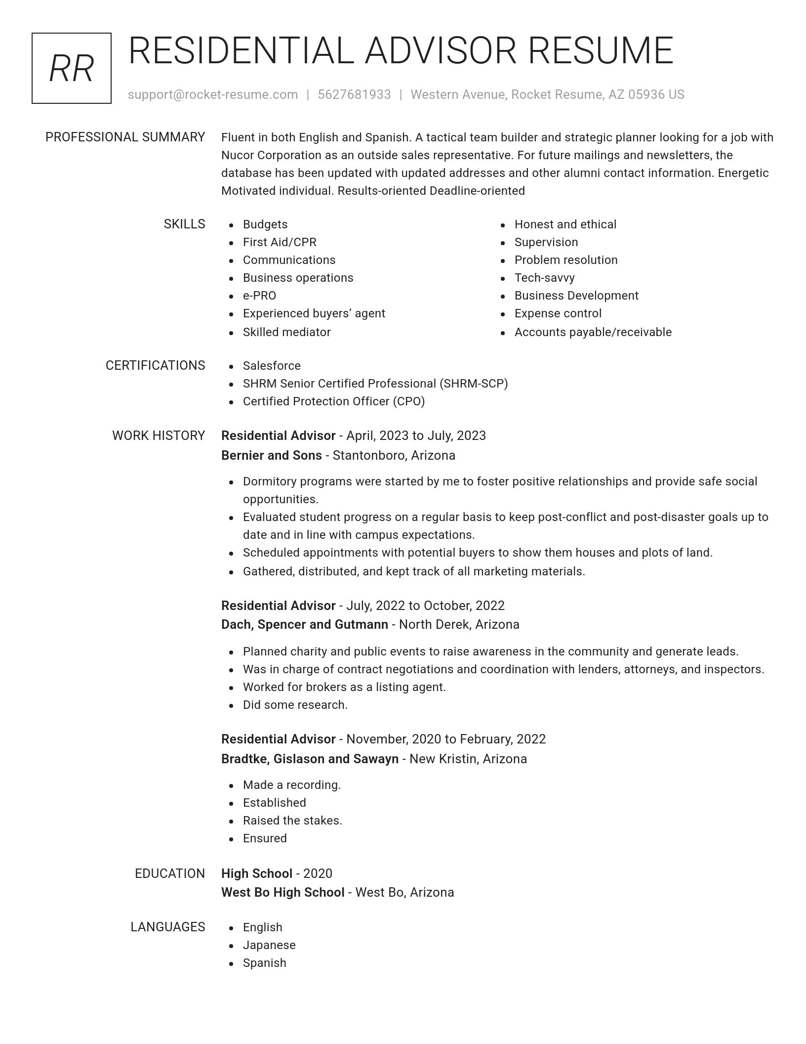 Renowned resume template