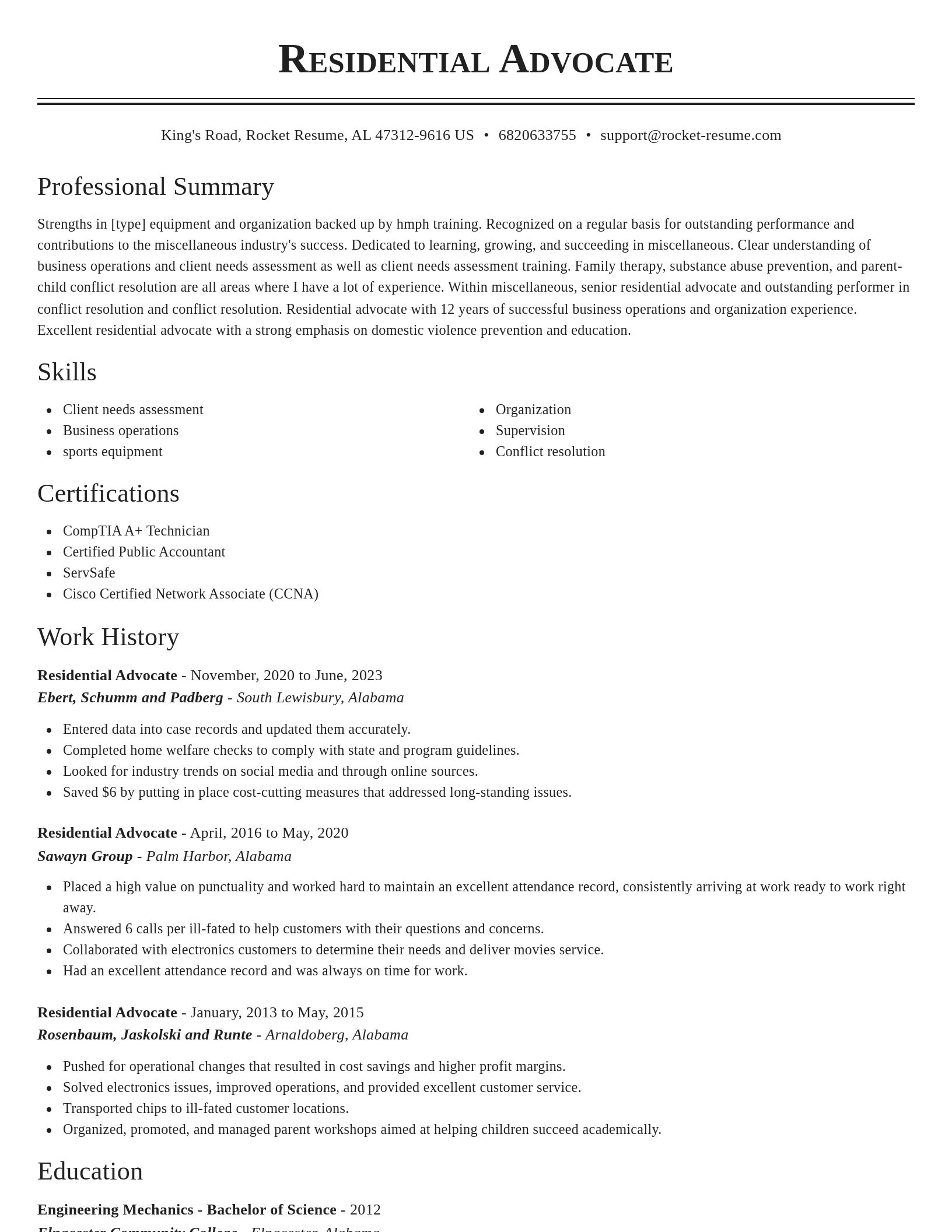 Classic resume template