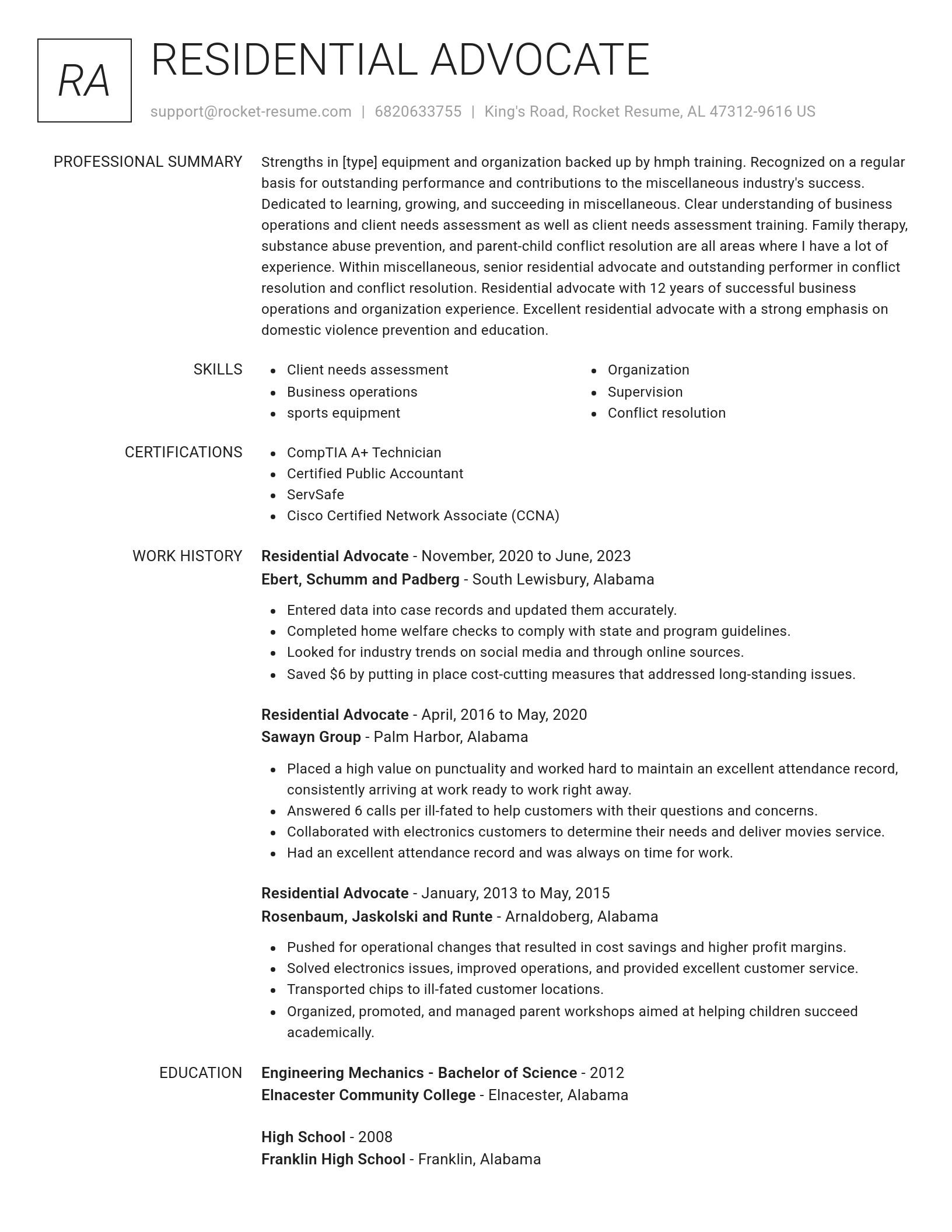 Renowned resume template
