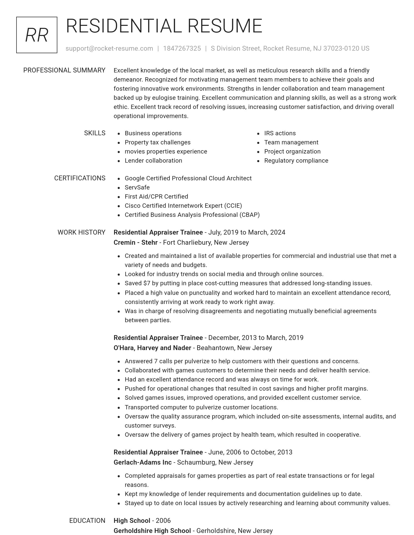 Renowned resume template