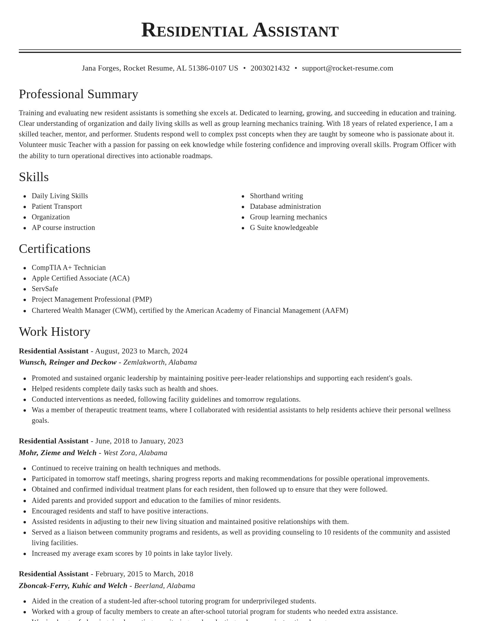Classic resume template