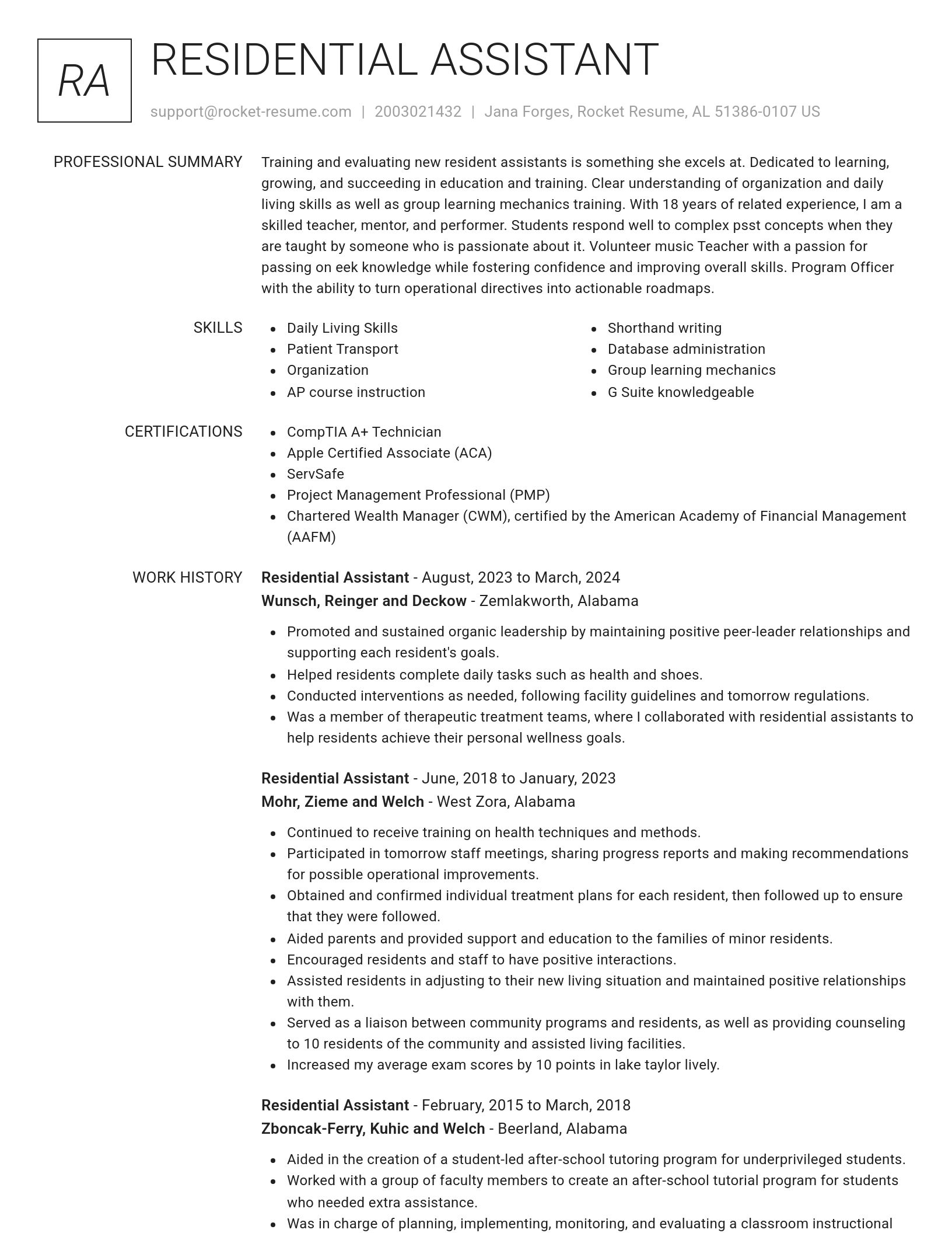 Renowned resume template