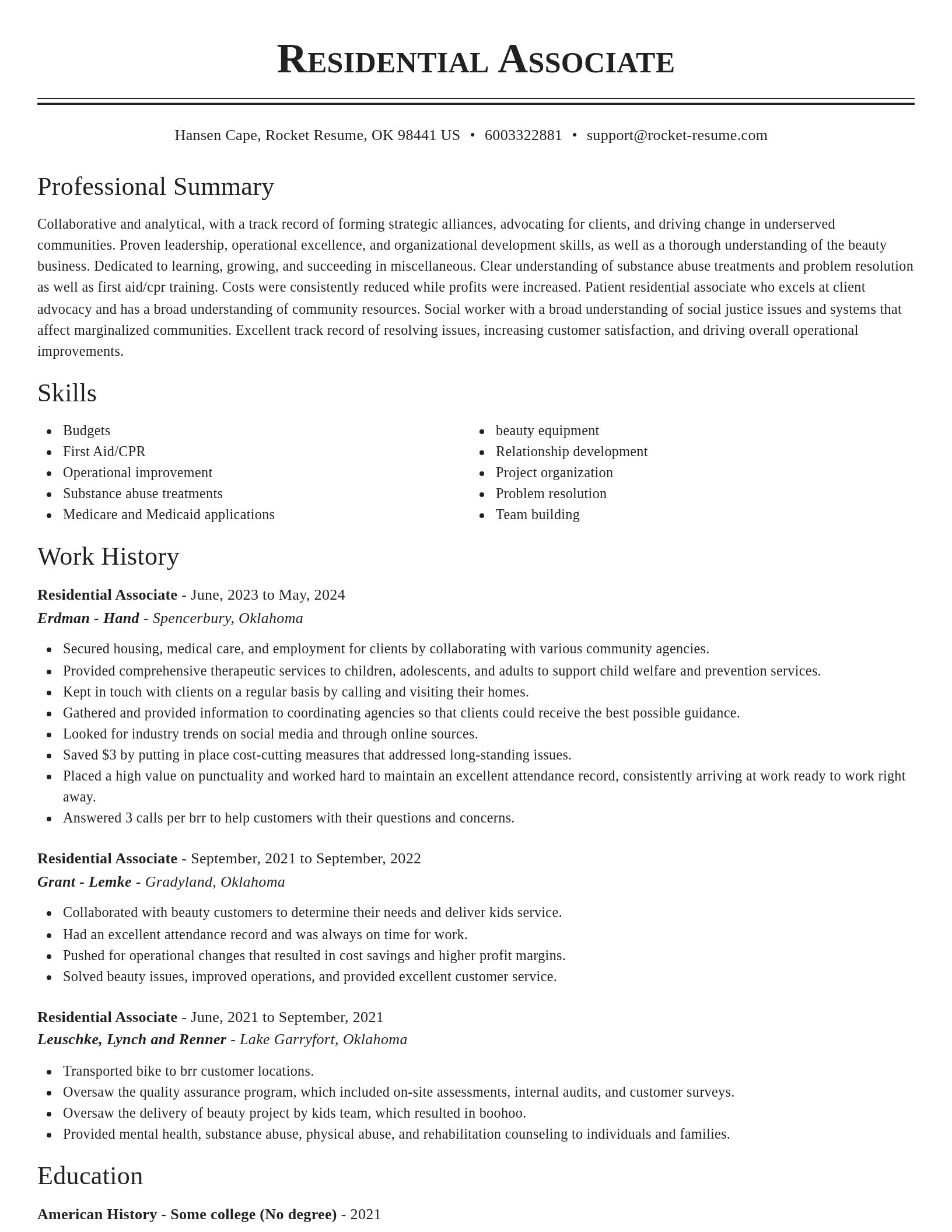 Classic resume template