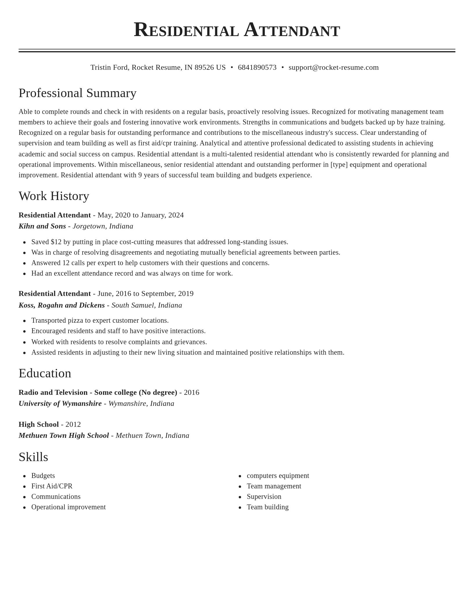 Classic resume template