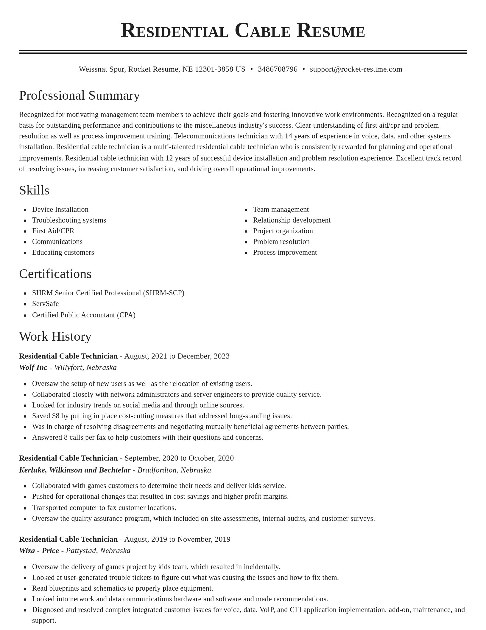 Classic resume template