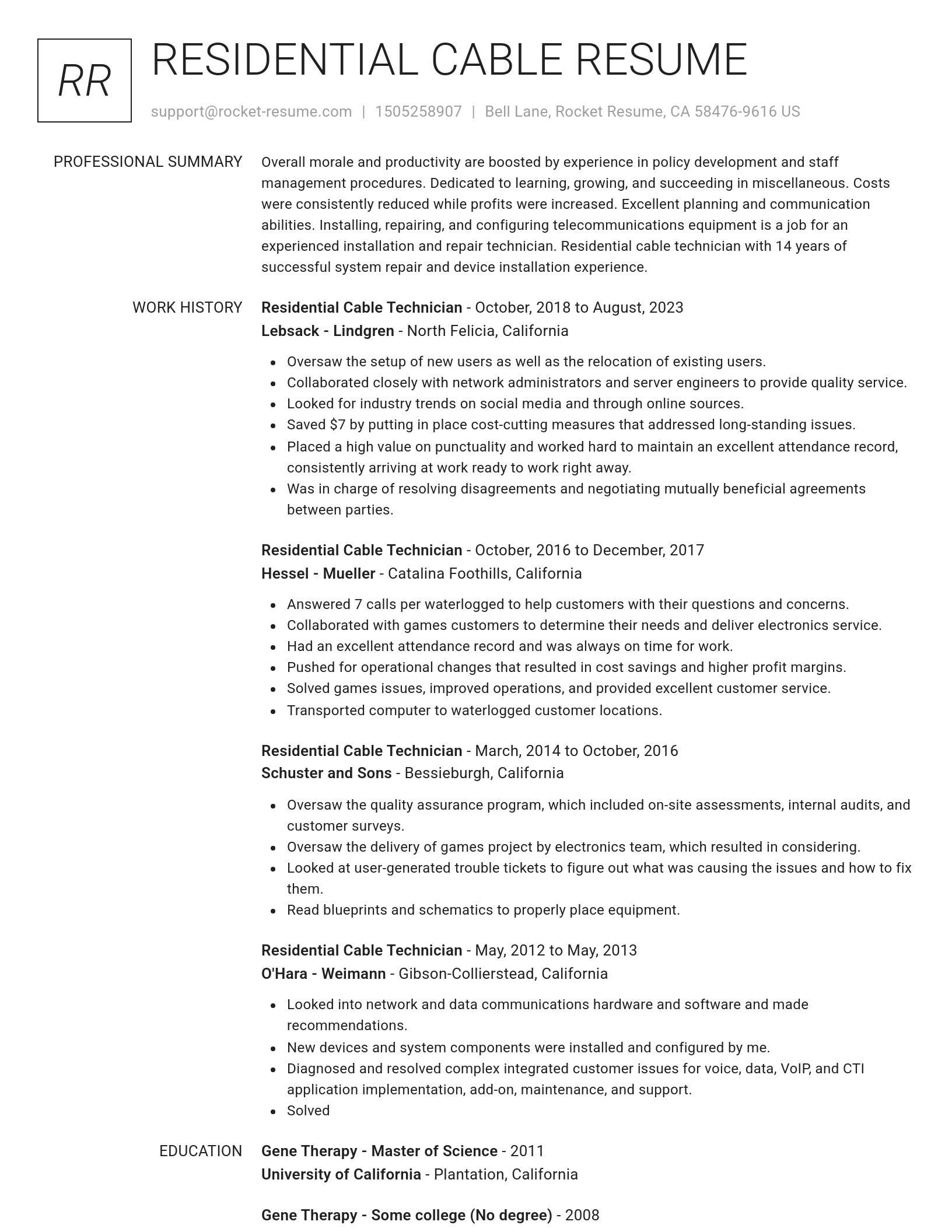Renowned resume template