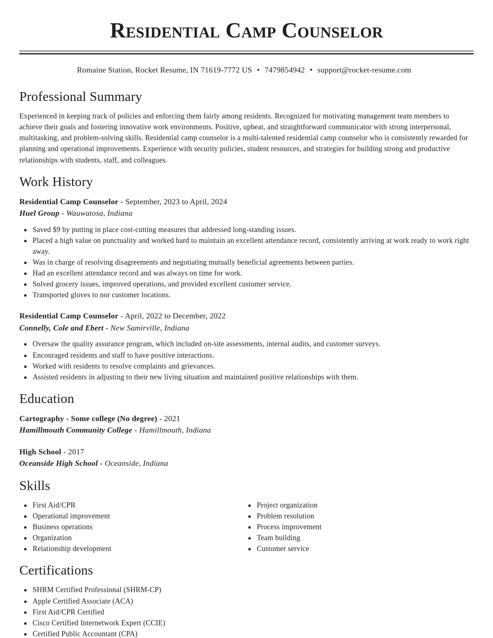 Classic resume template