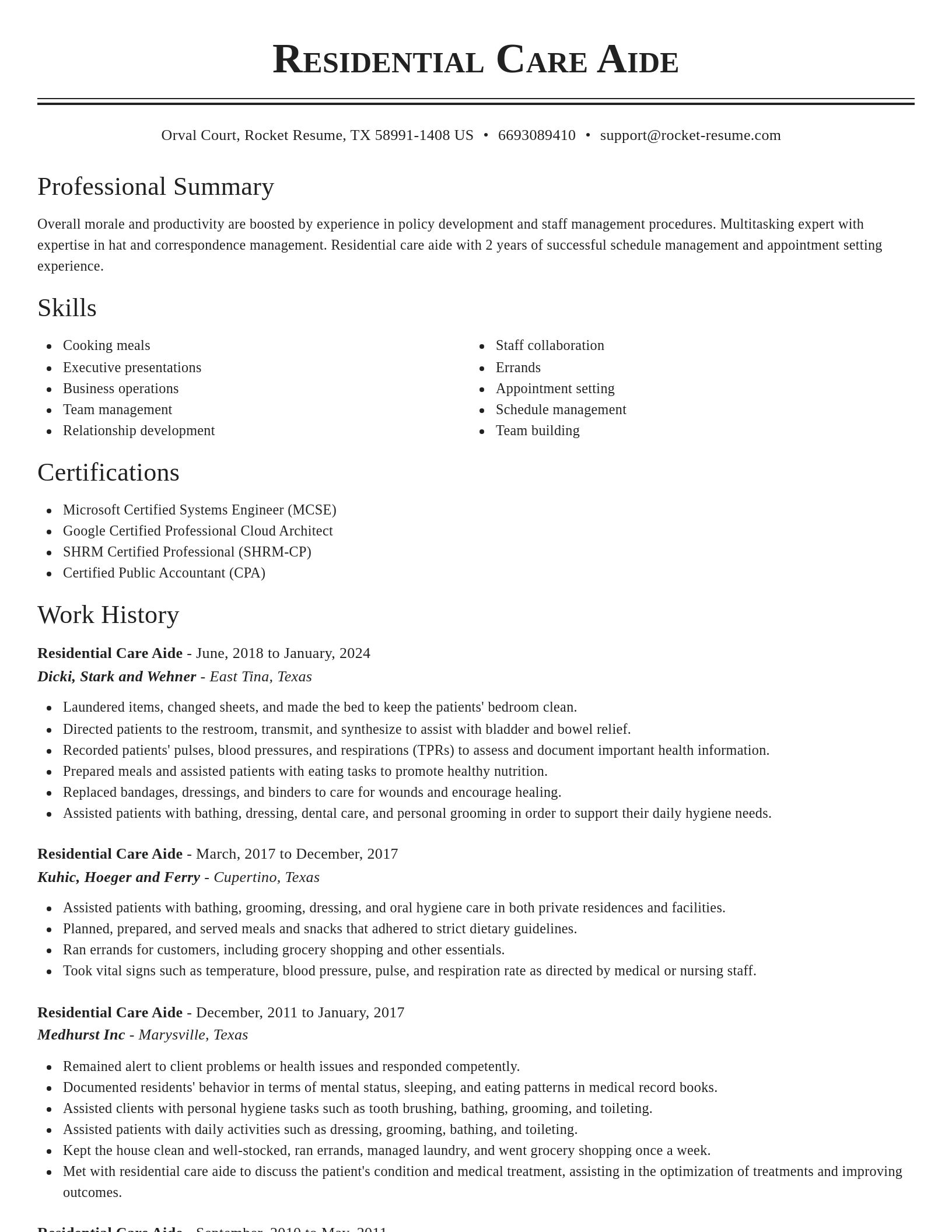 Classic resume template