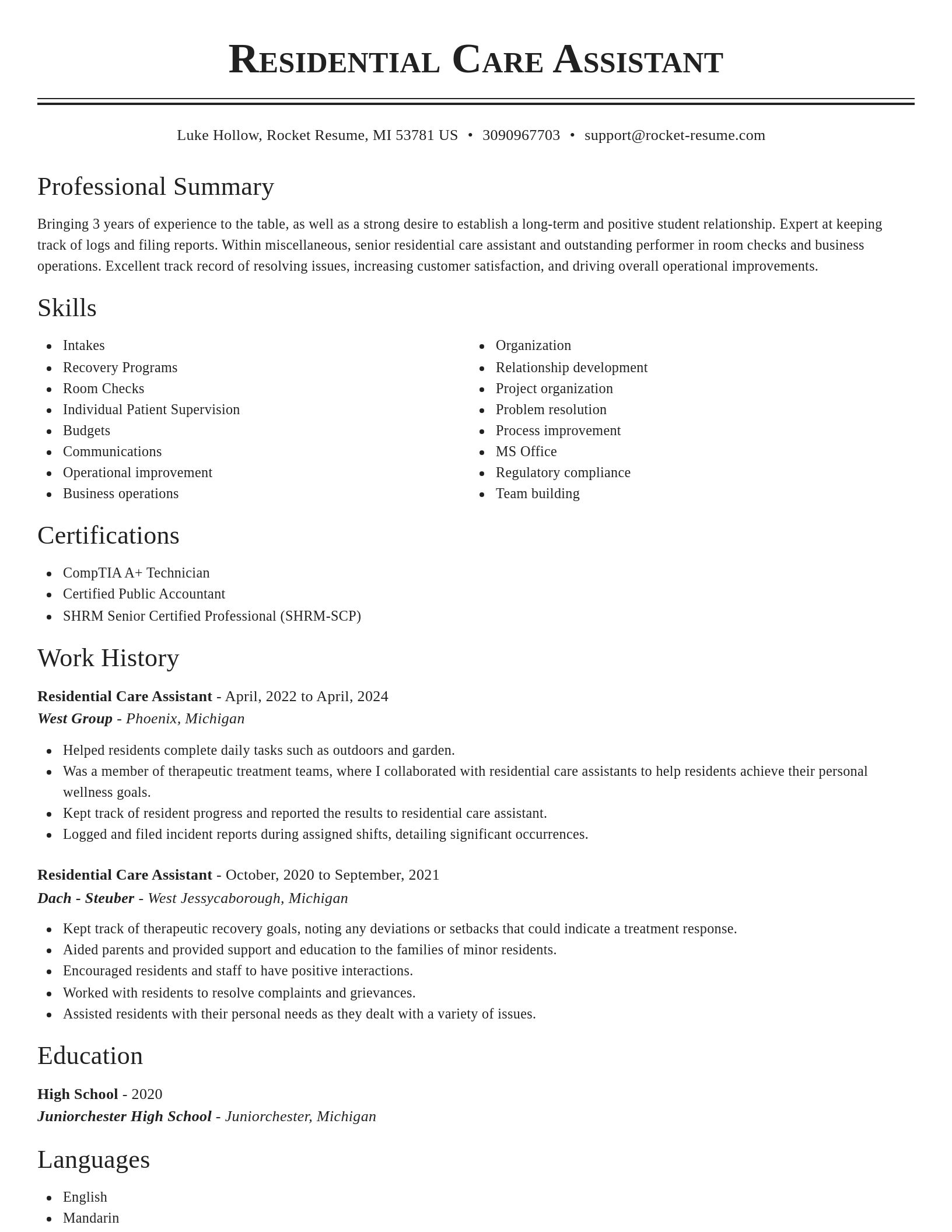 Classic resume template