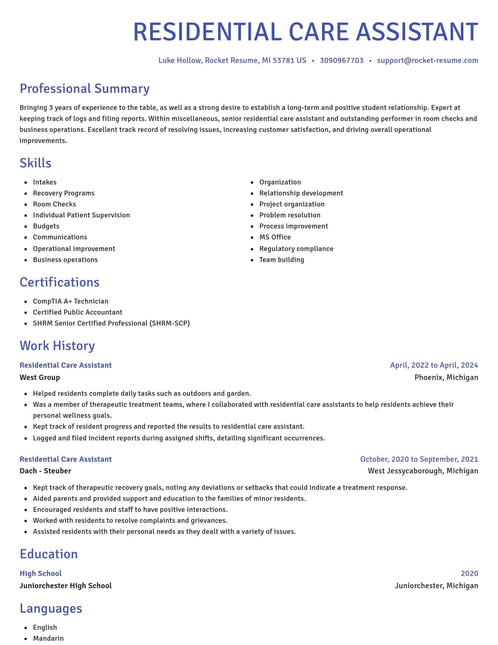 Novel resume template