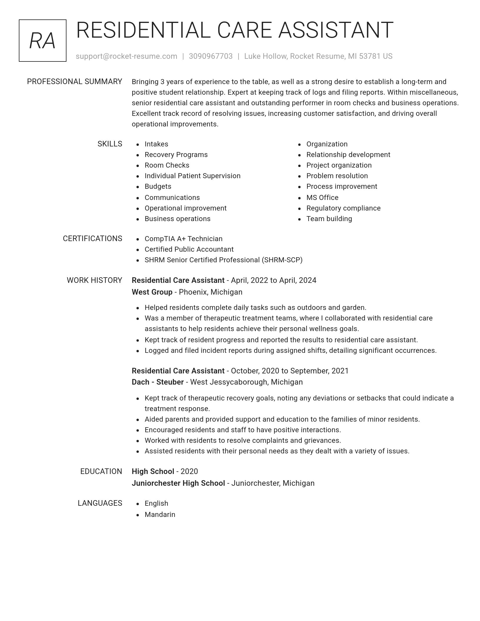 Renowned resume template