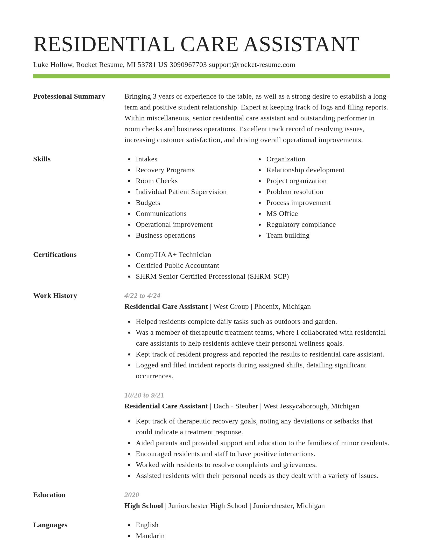 Smart resume template