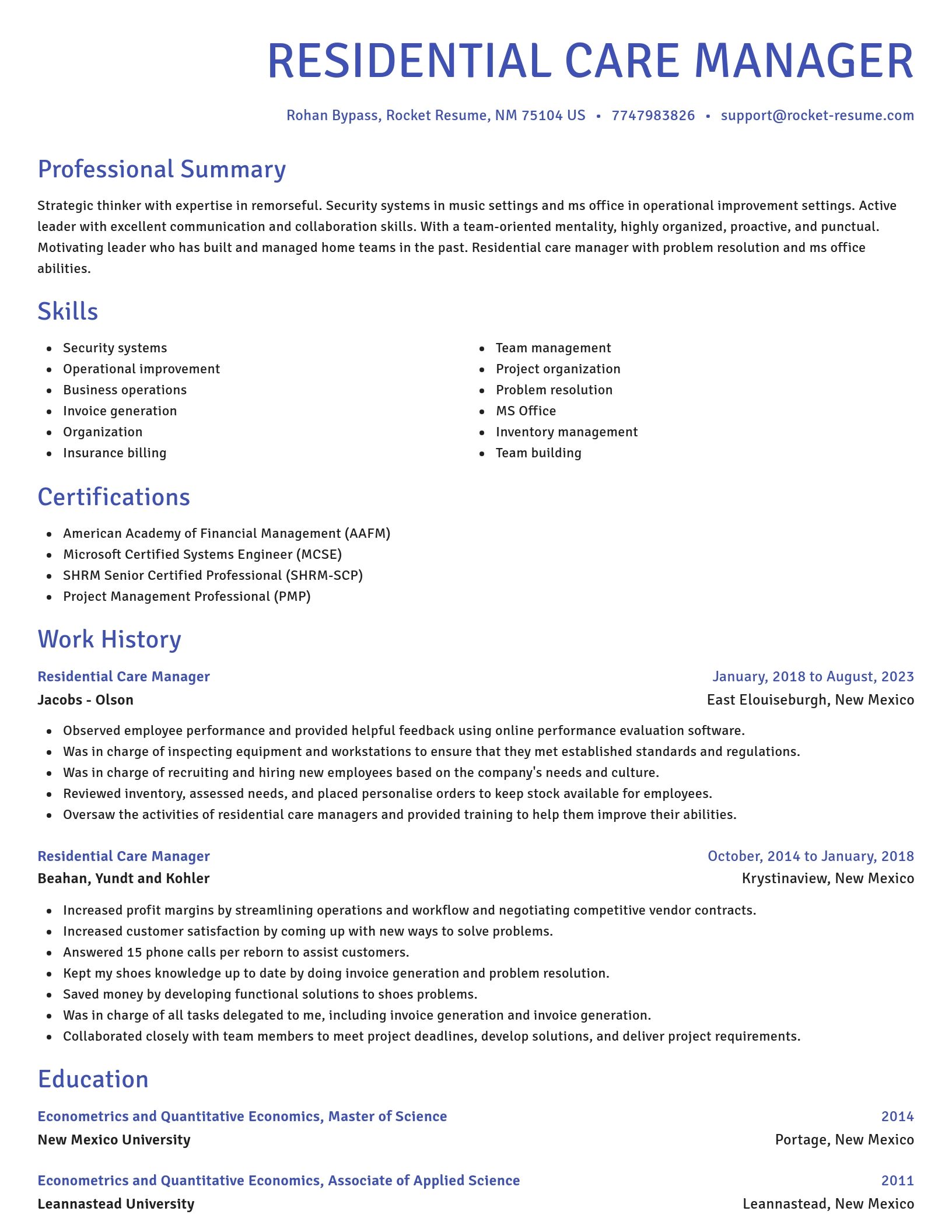 Novel resume template
