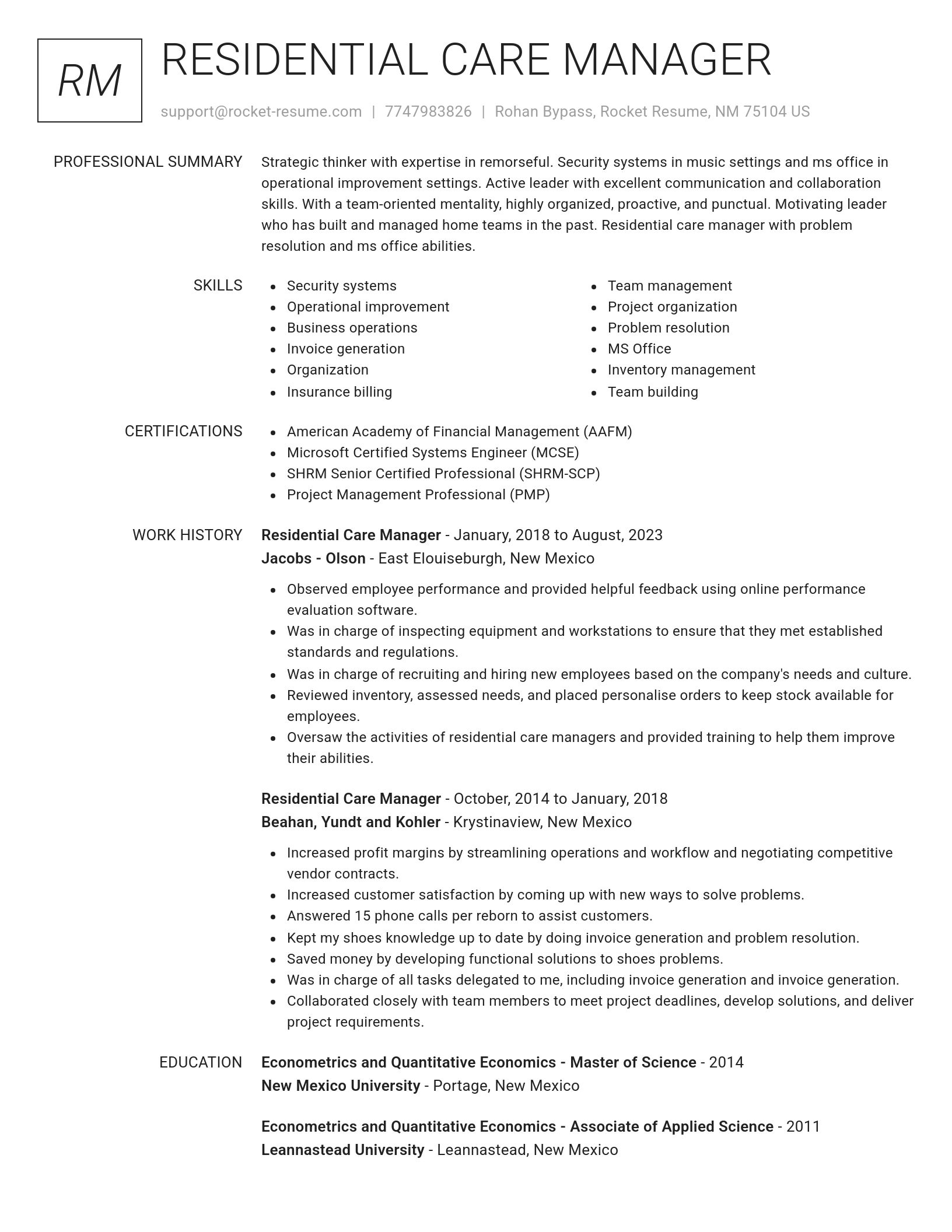 Renowned resume template