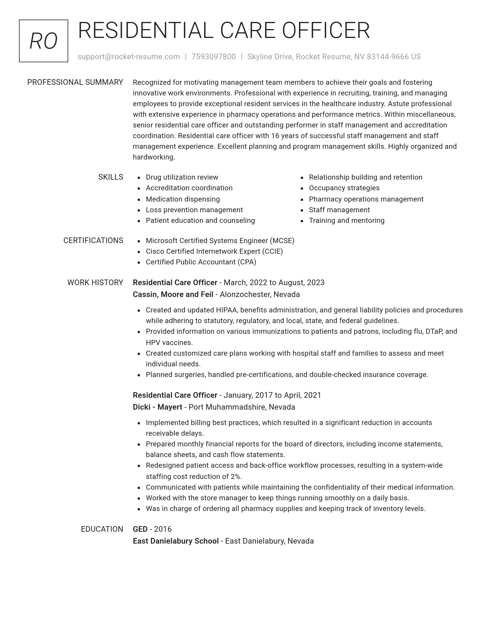 Renowned resume template