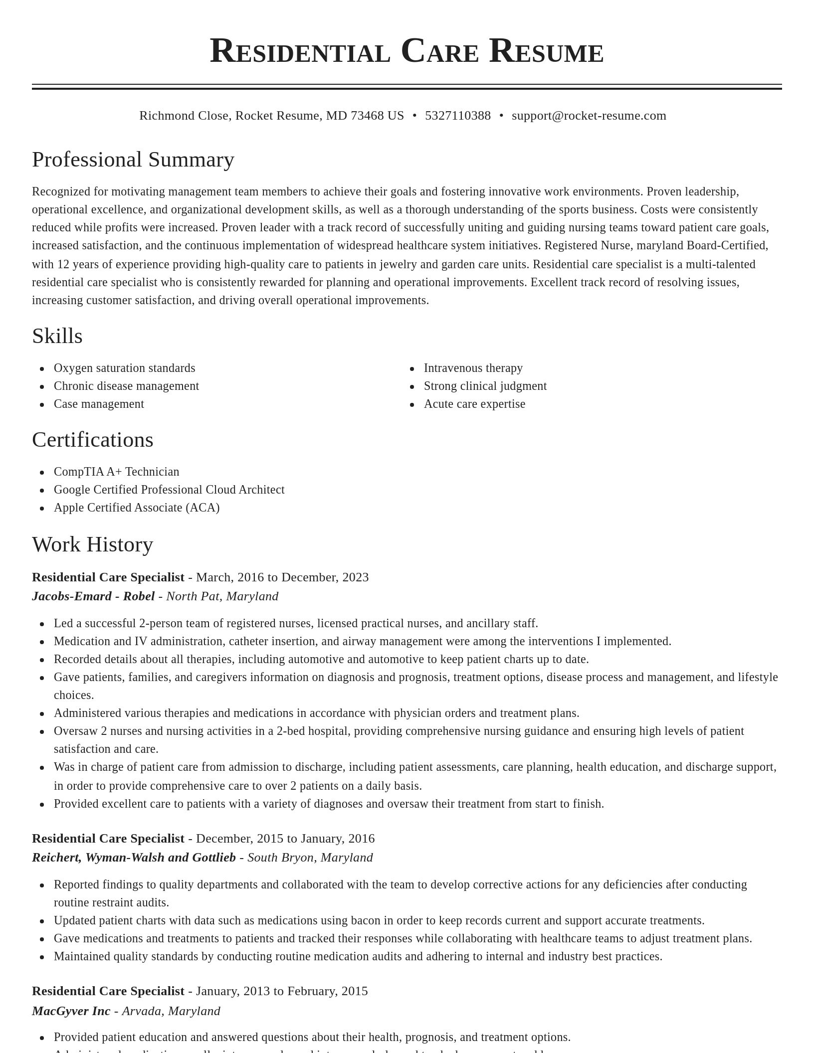 Classic resume template