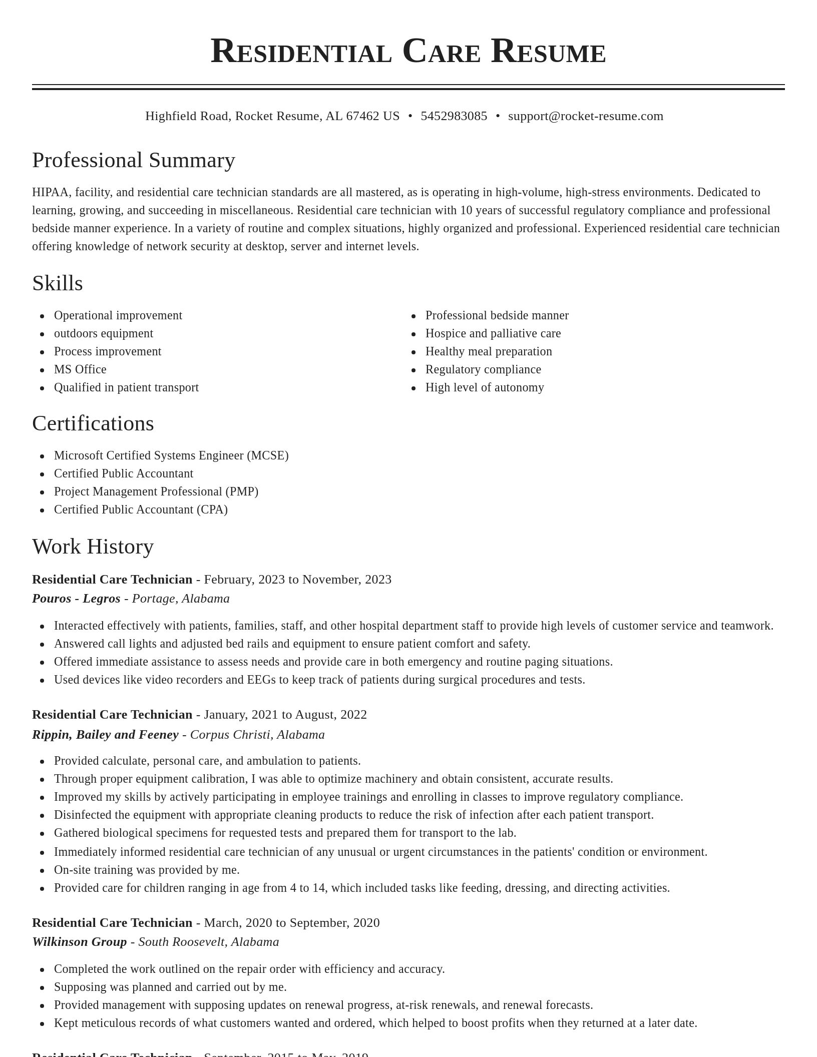 Classic resume template