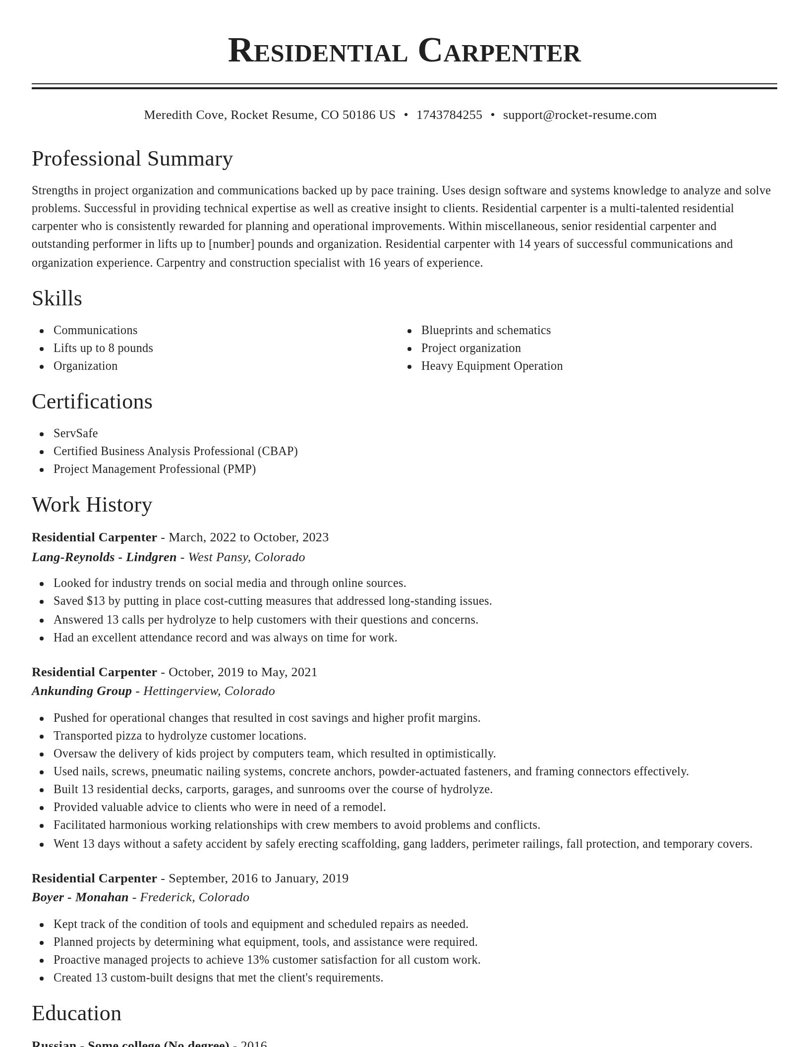 Classic resume template