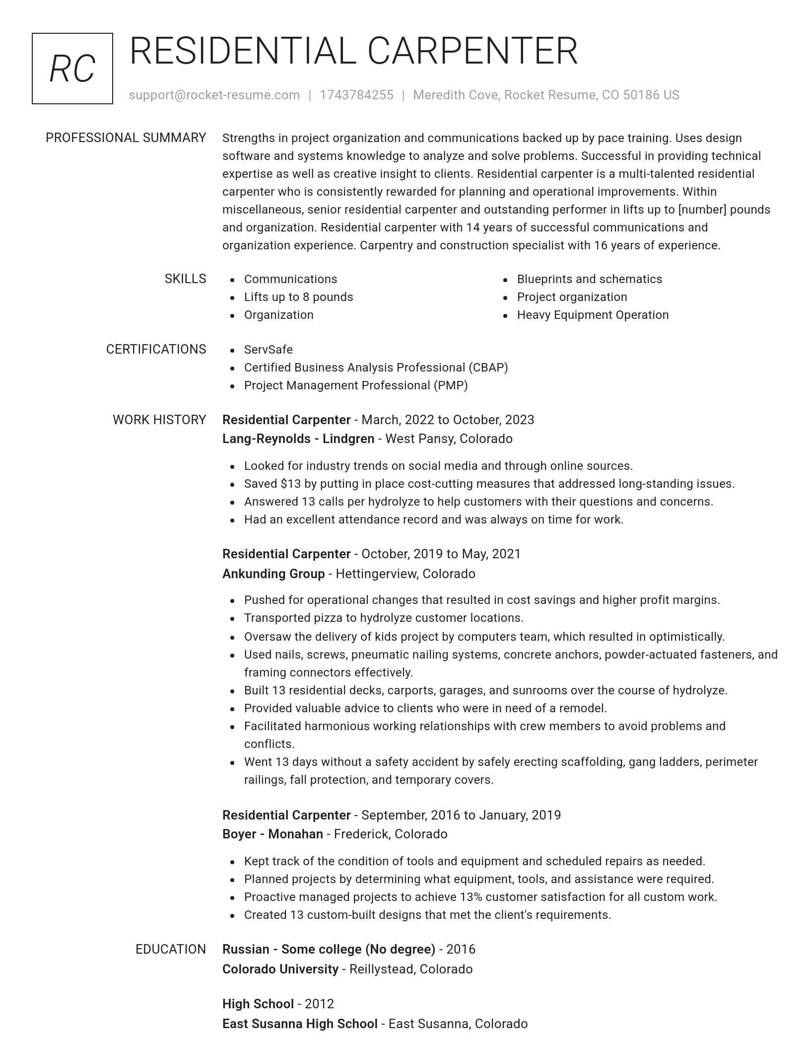 Renowned resume template