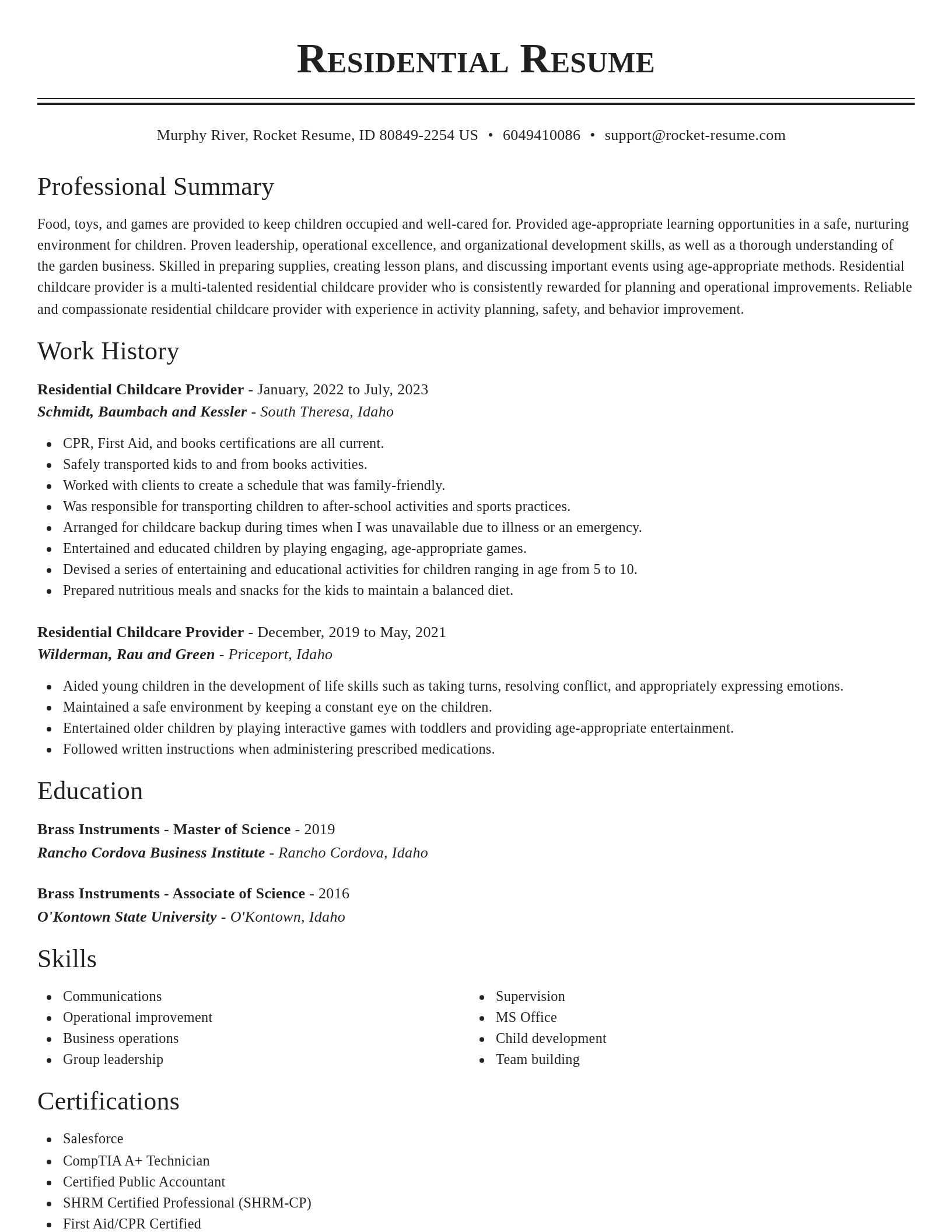 Classic resume template