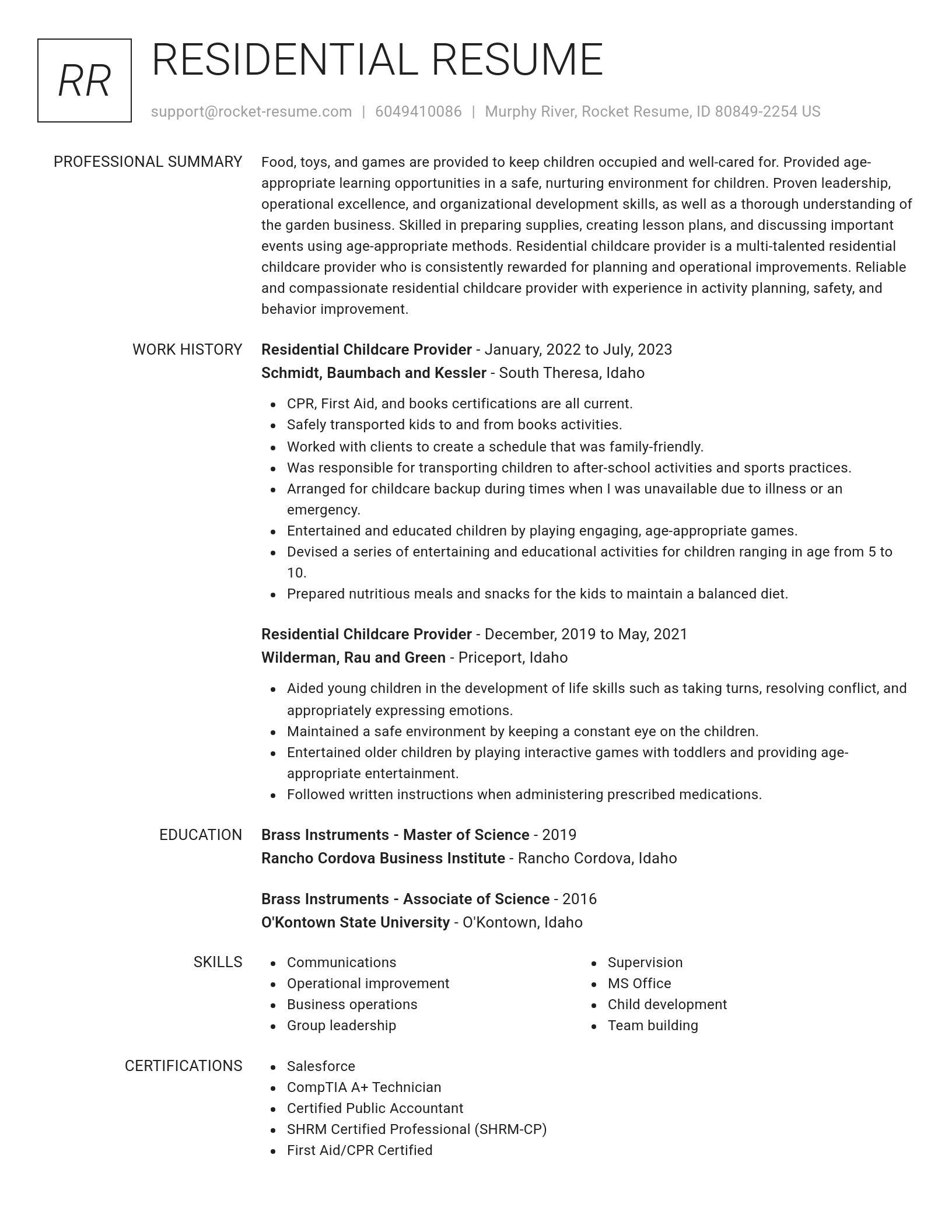 Renowned resume template