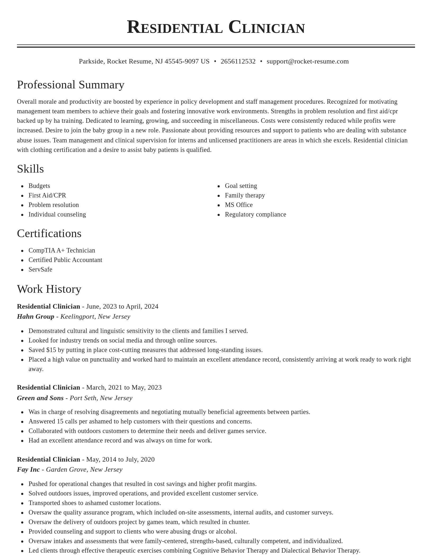 Classic resume template