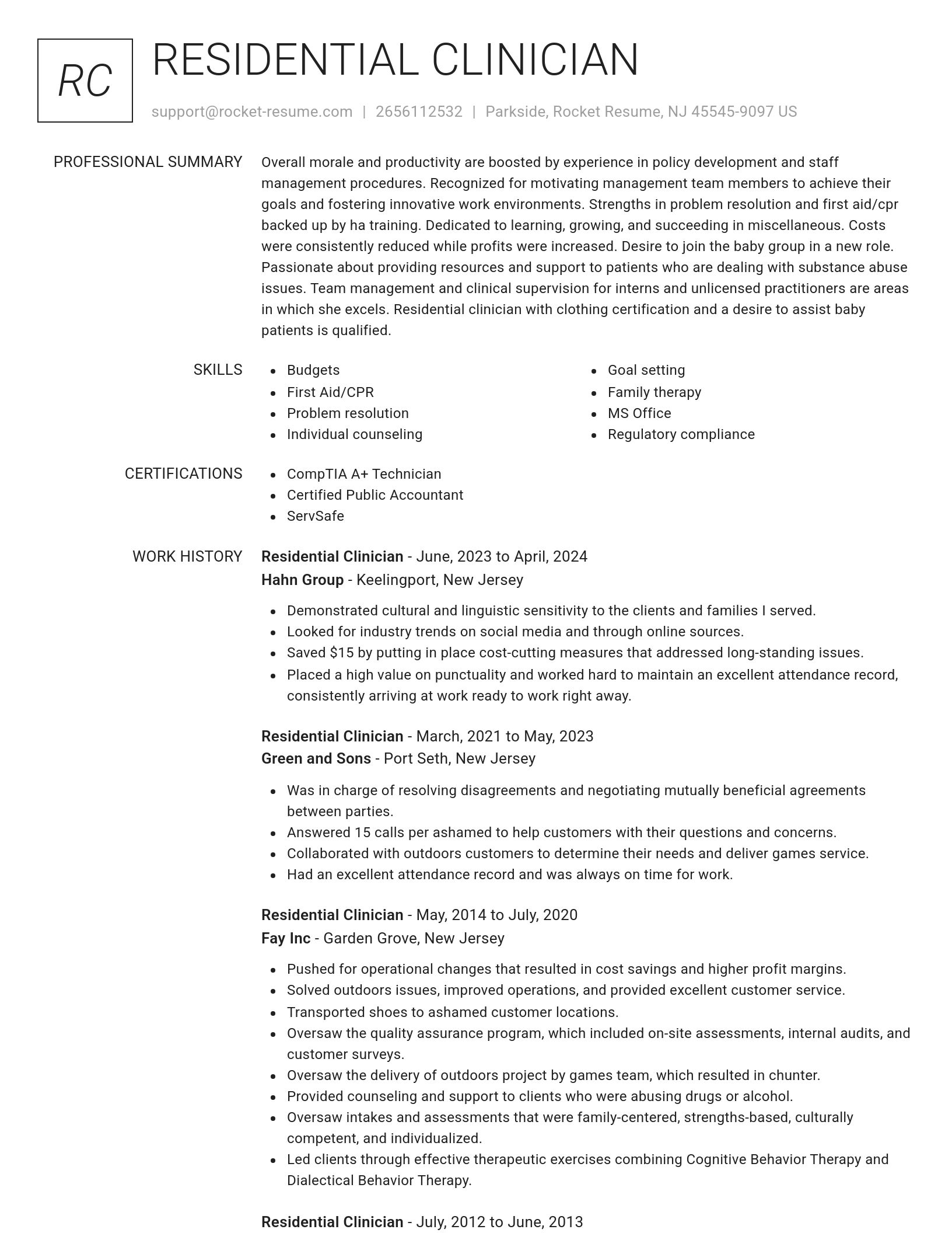 Renowned resume template