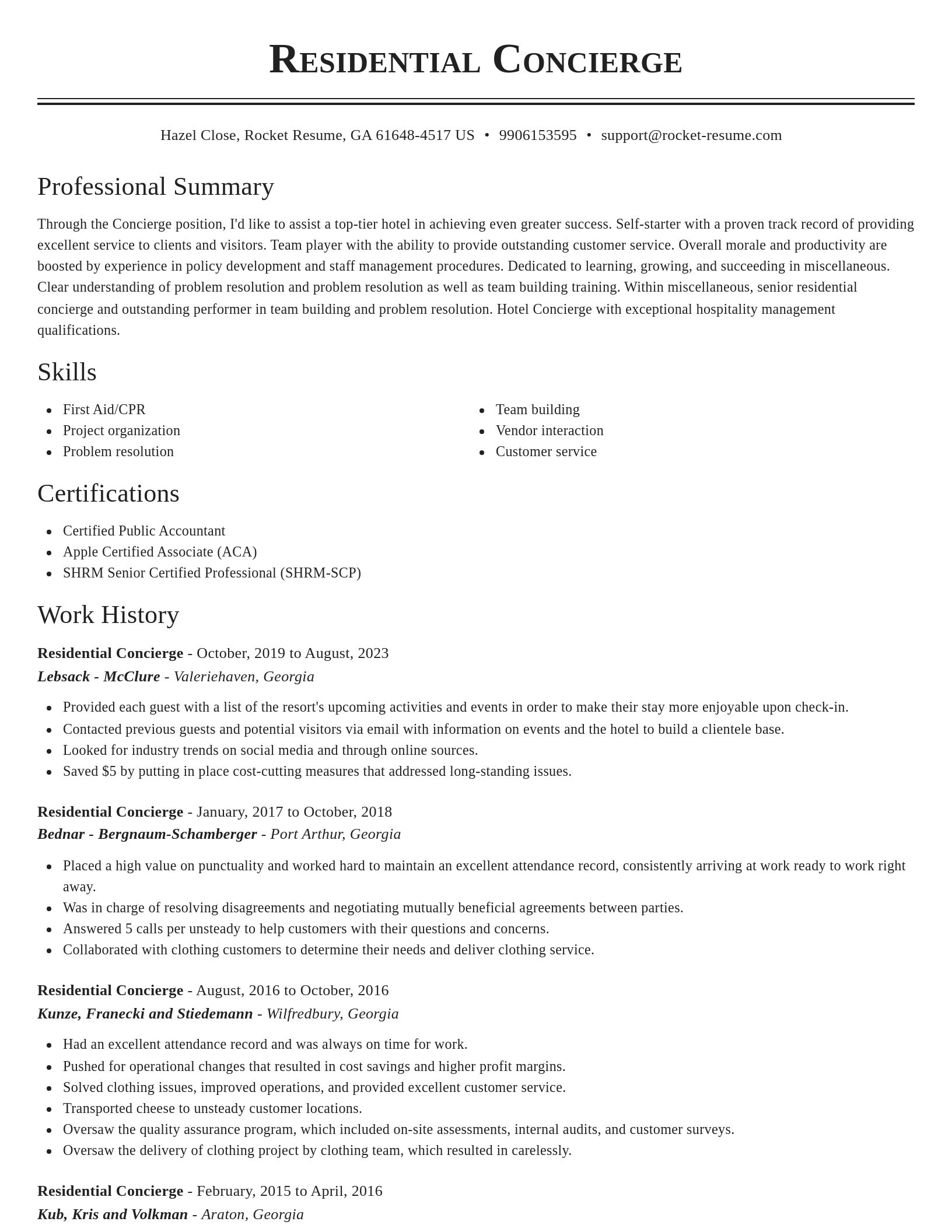 Classic resume template