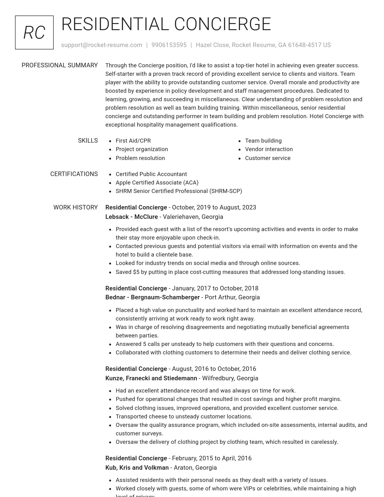 Renowned resume template