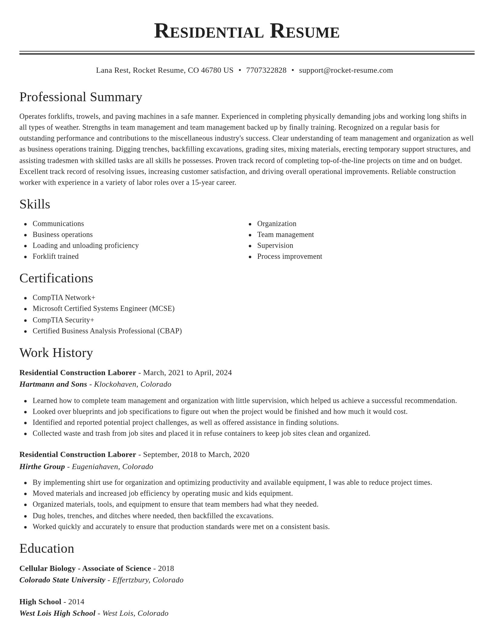 Classic resume template