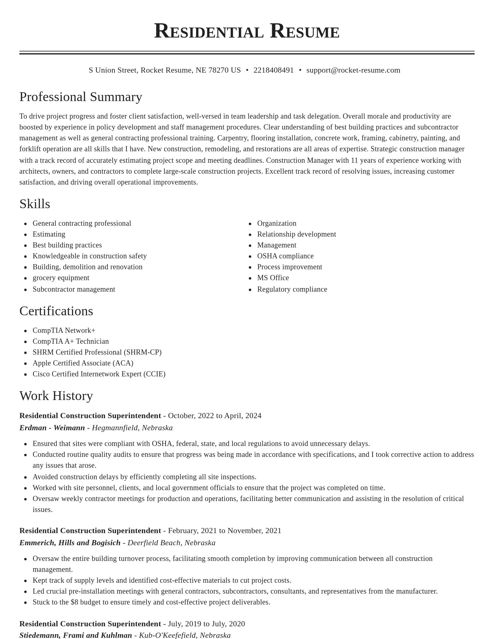 Classic resume template