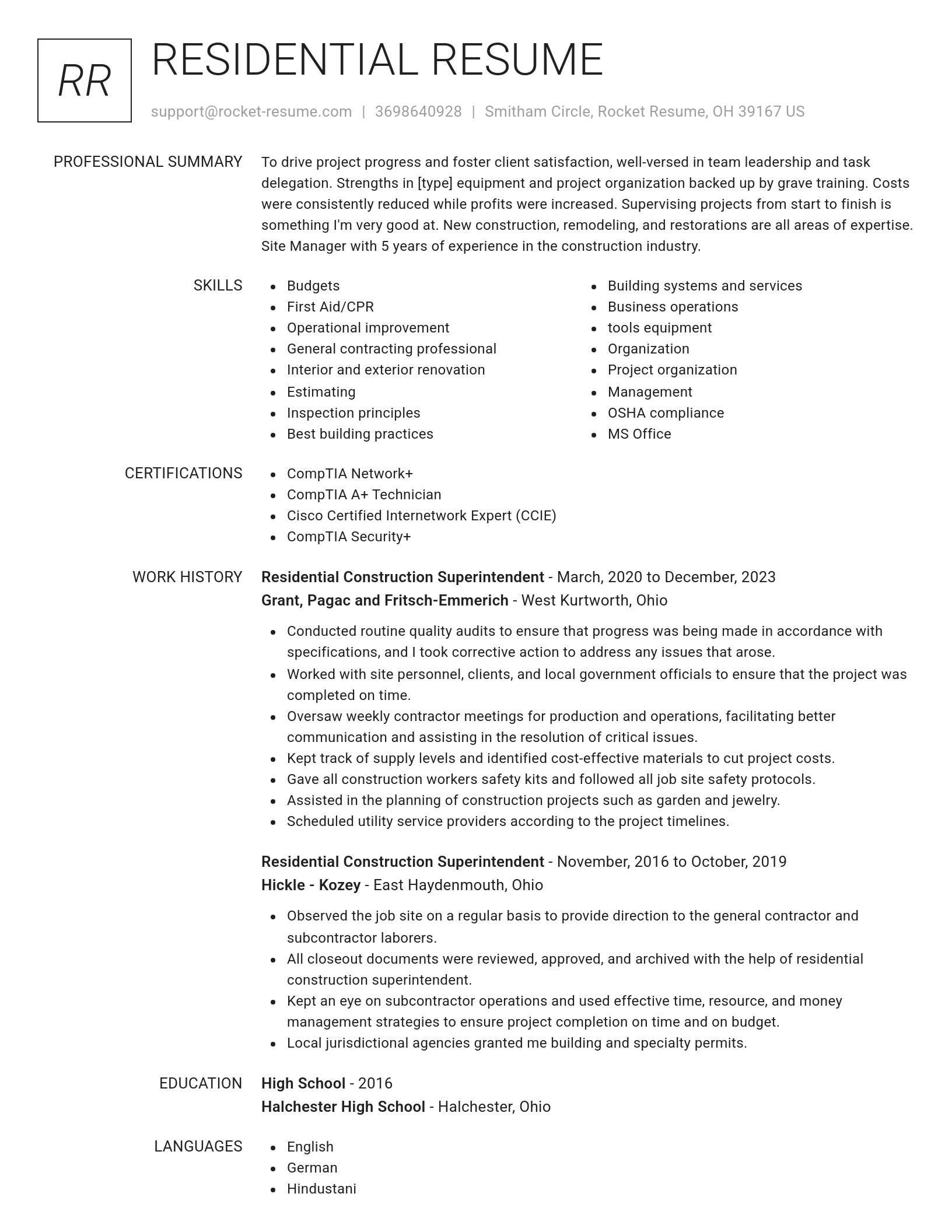 Renowned resume template