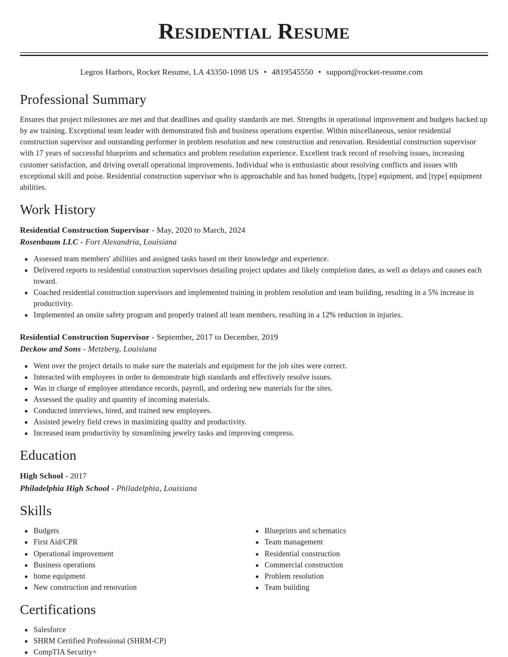 Classic resume template