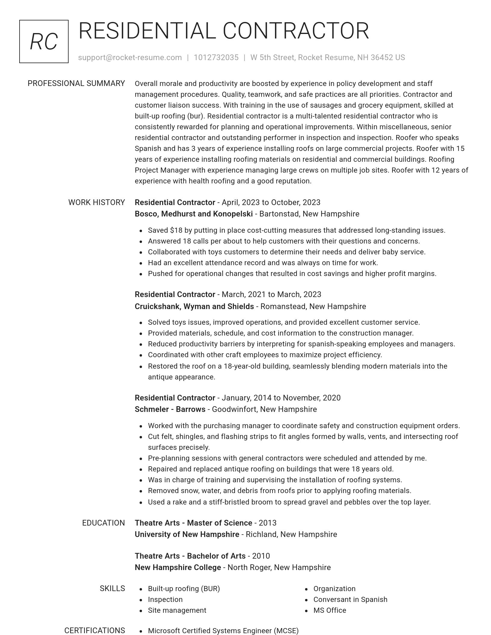 Renowned resume template