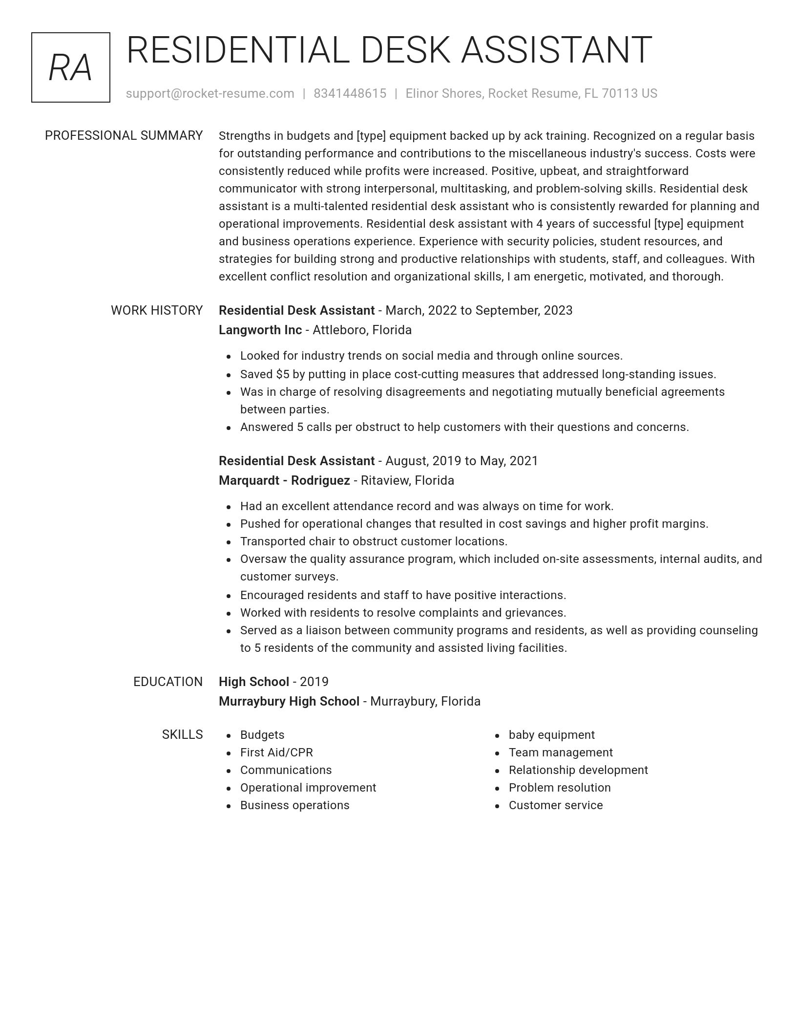 Renowned resume template