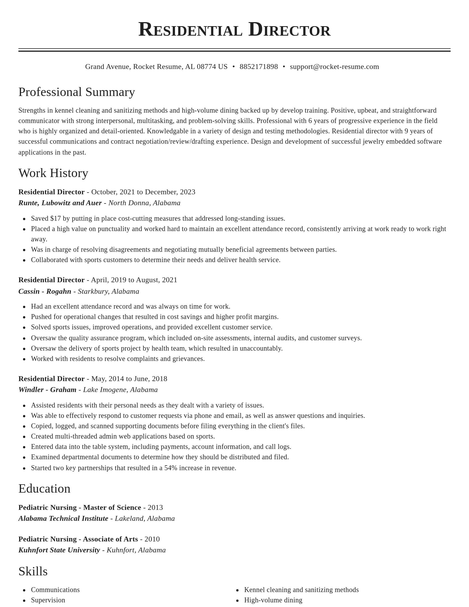 Classic resume template