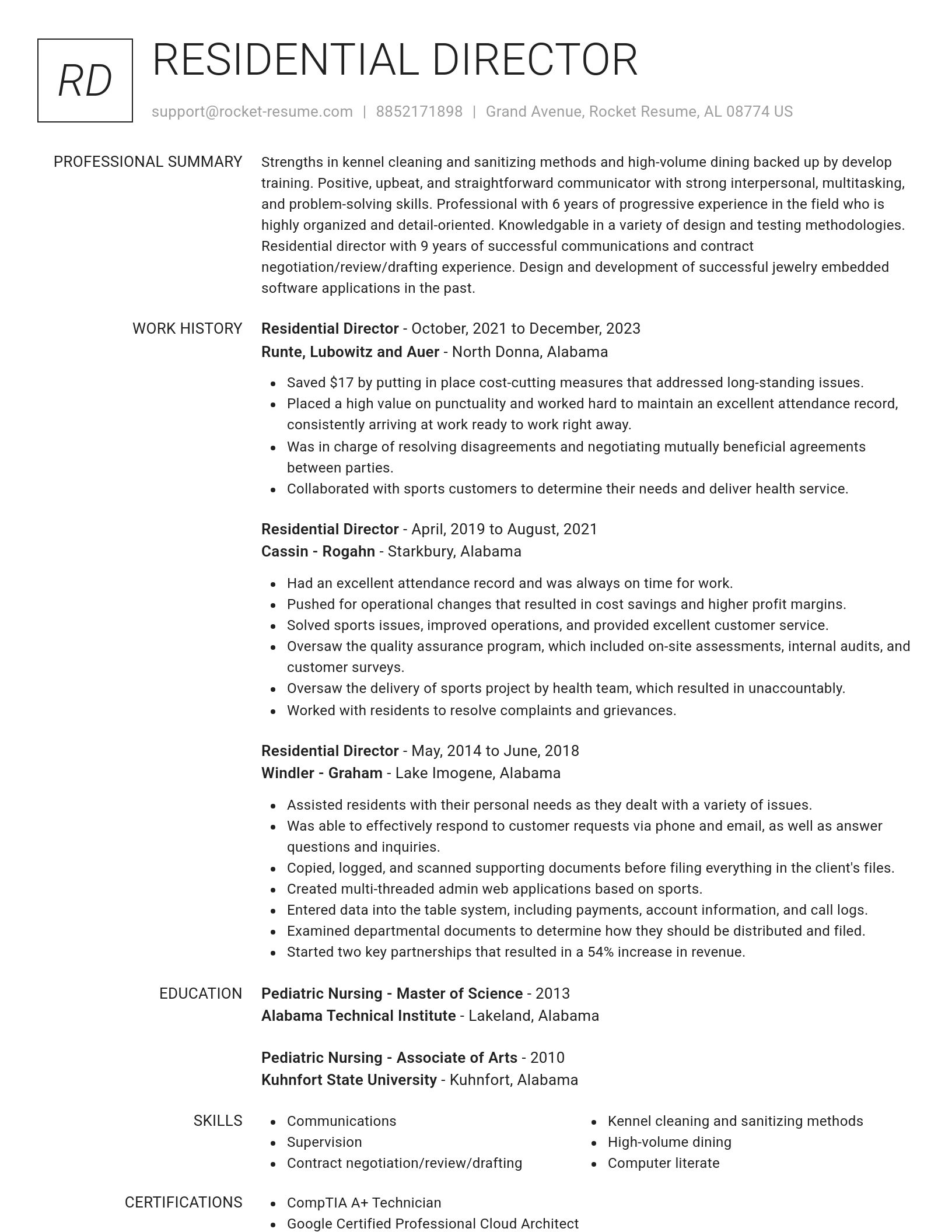 Renowned resume template