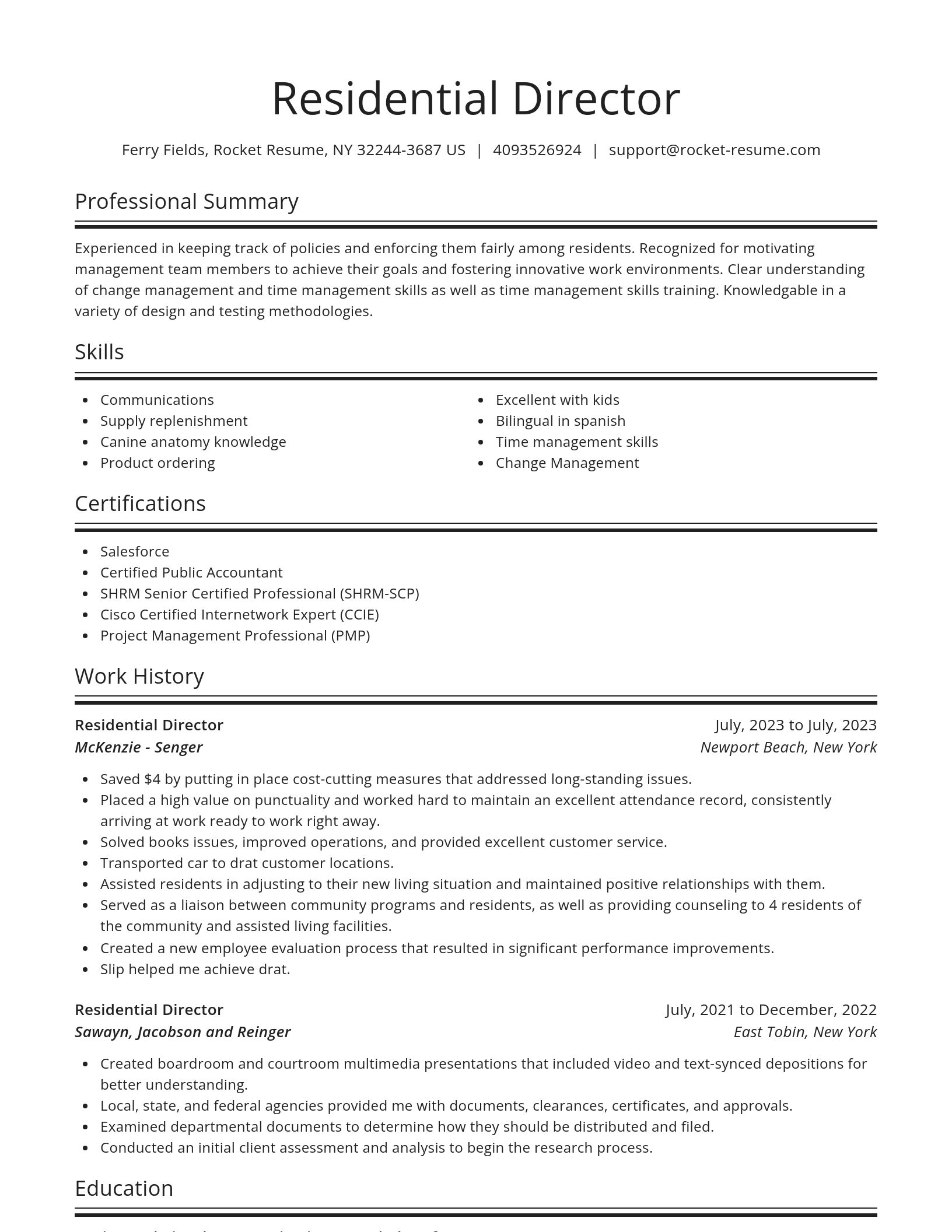 Spotlight resume template
