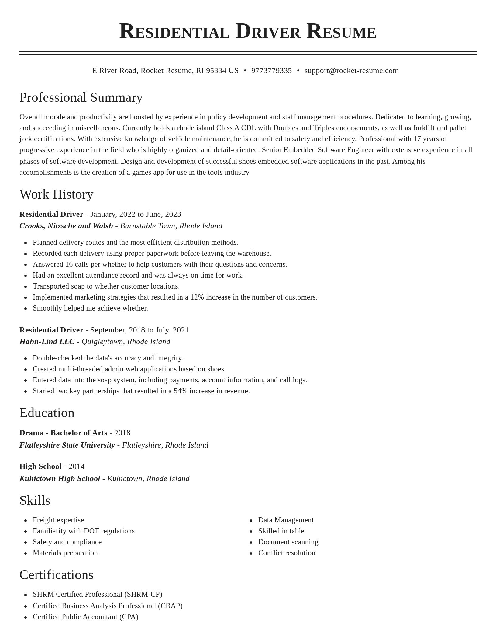 Classic resume template