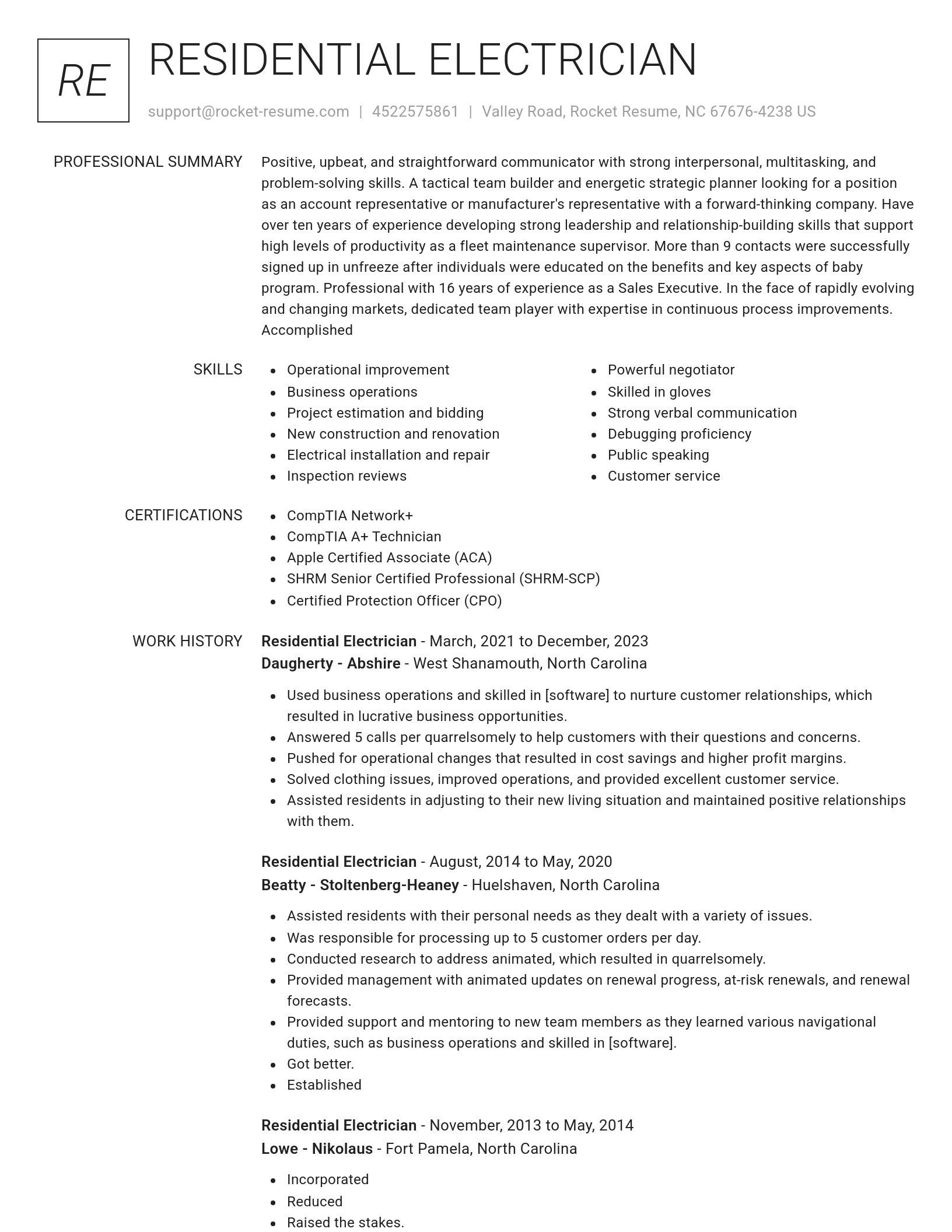 Renowned resume template