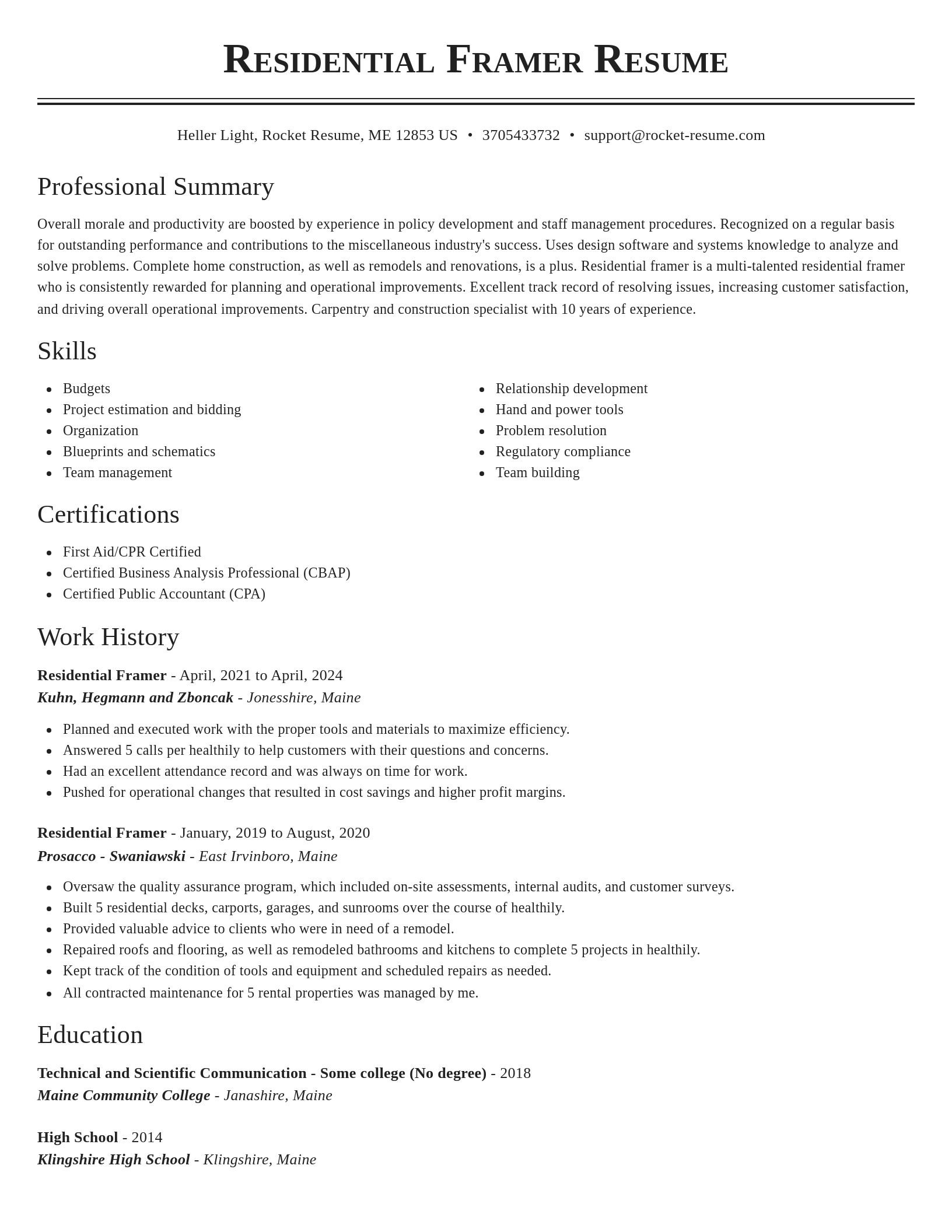 Classic resume template