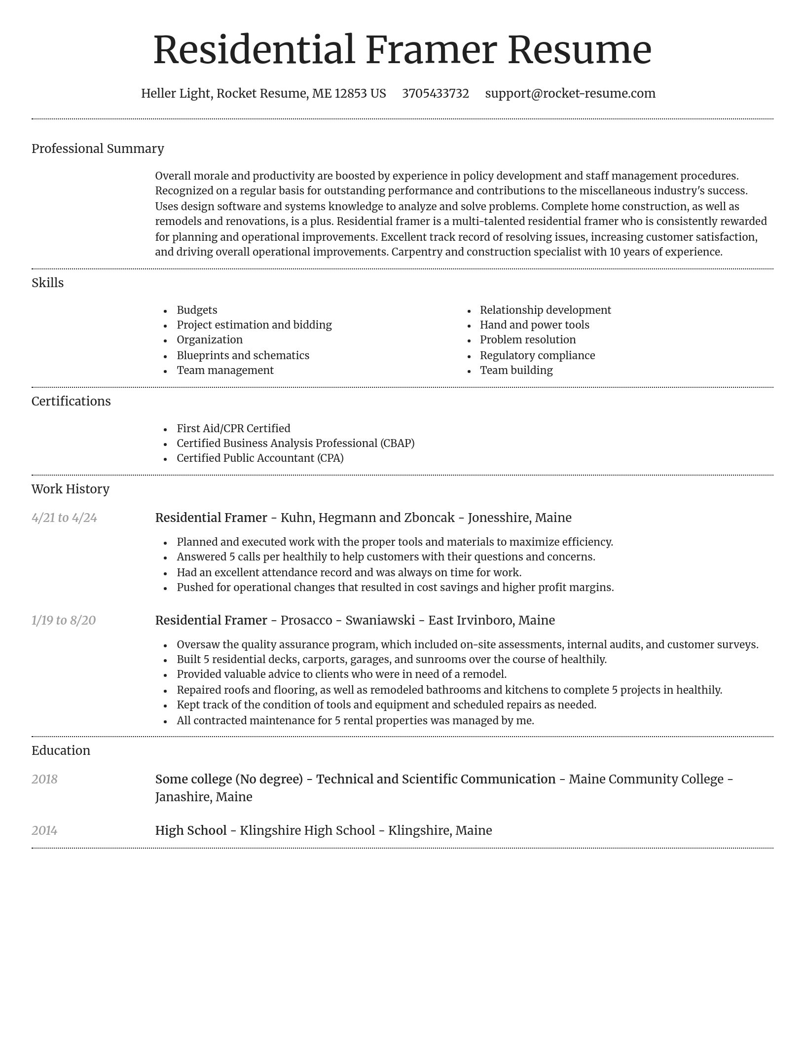 Dignified resume template