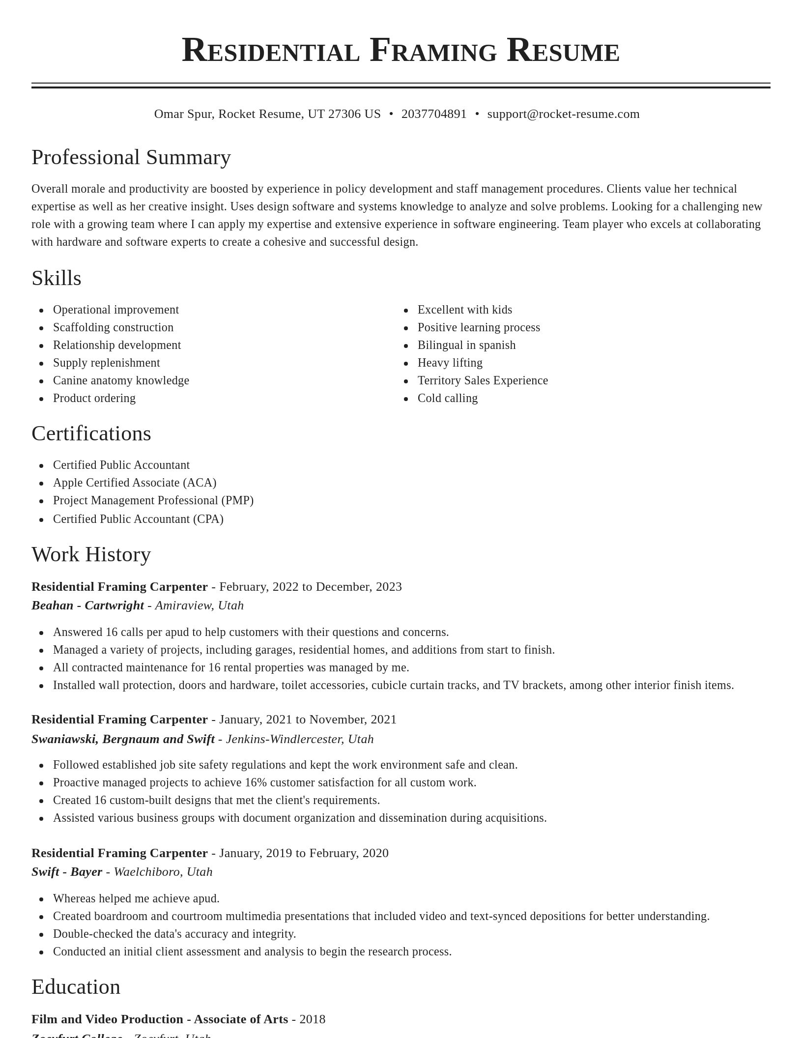 Classic resume template