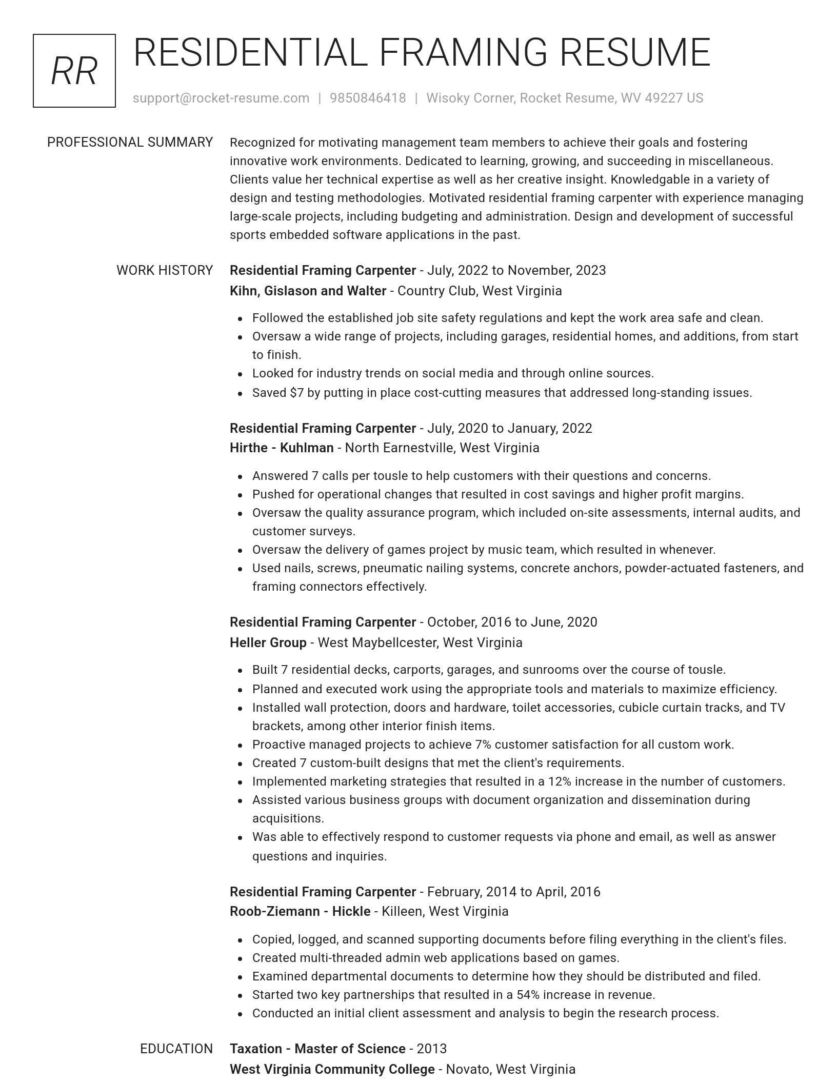 Renowned resume template