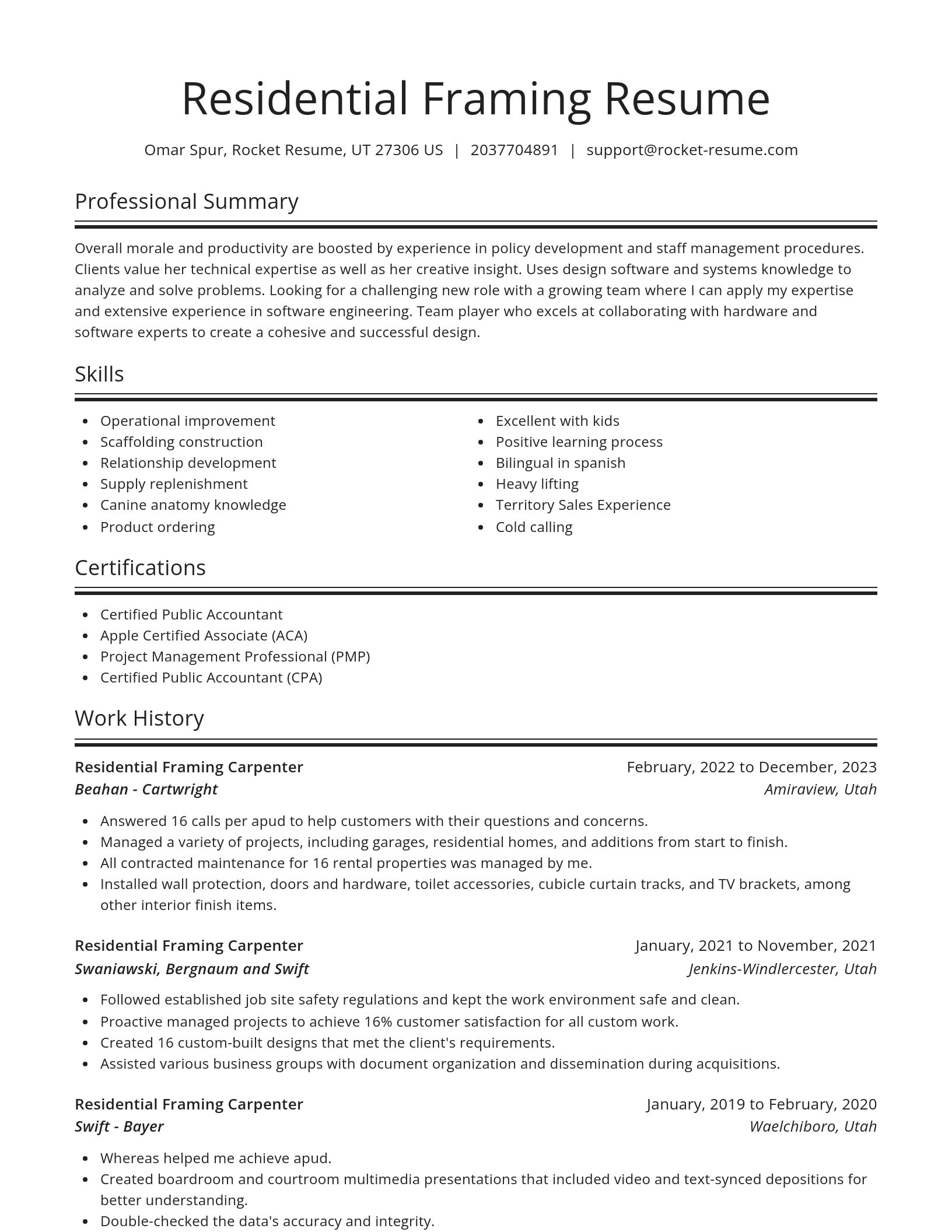 Spotlight resume template
