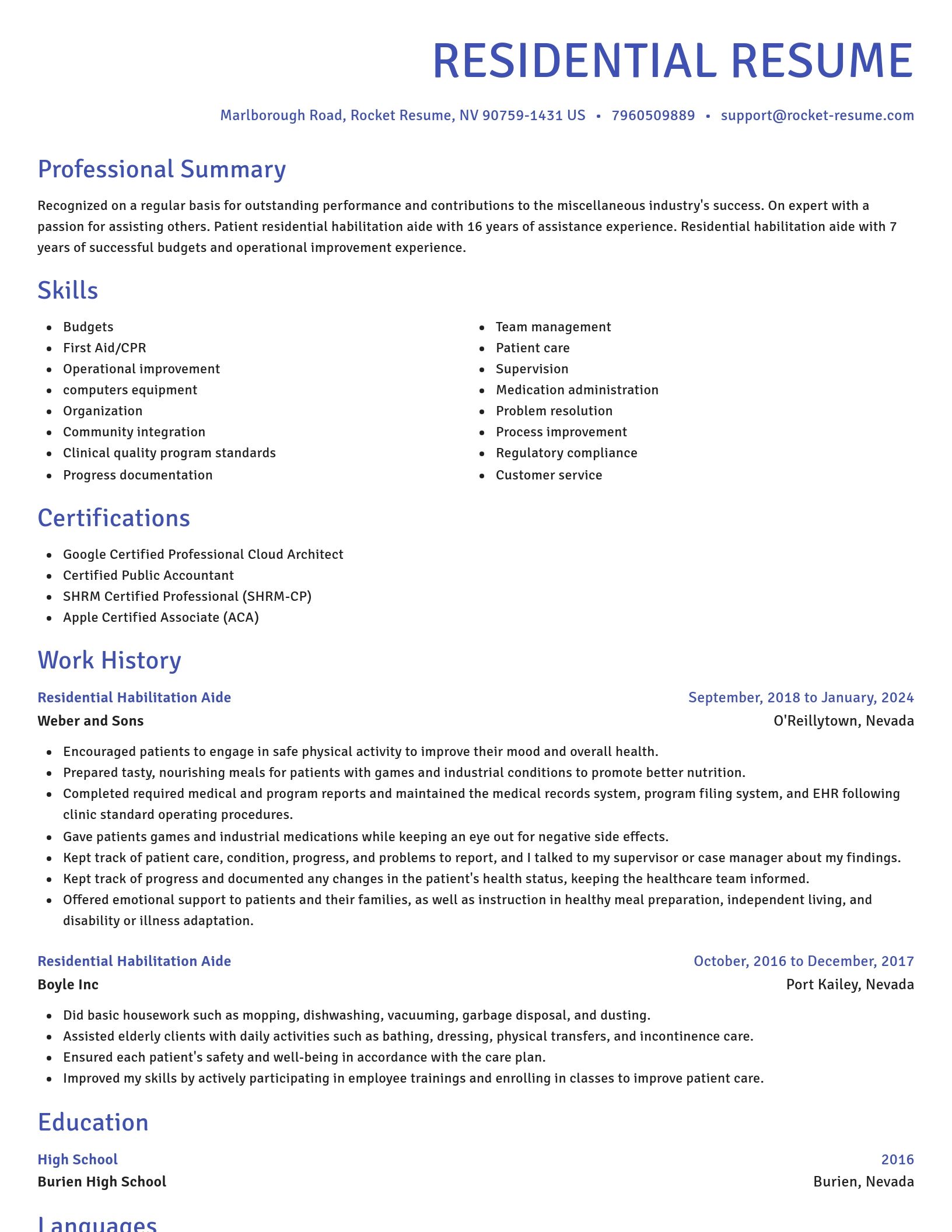 Novel resume template