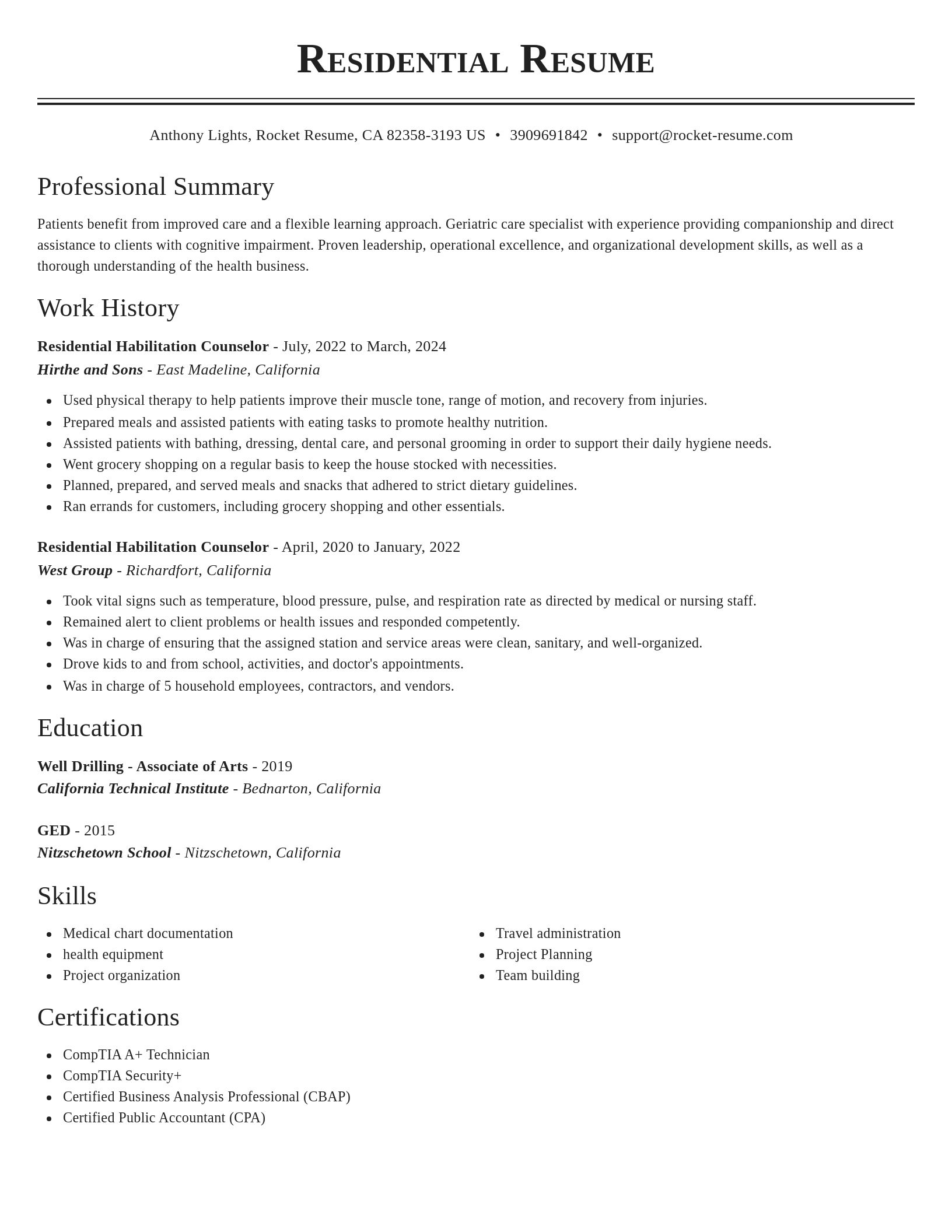 Classic resume template