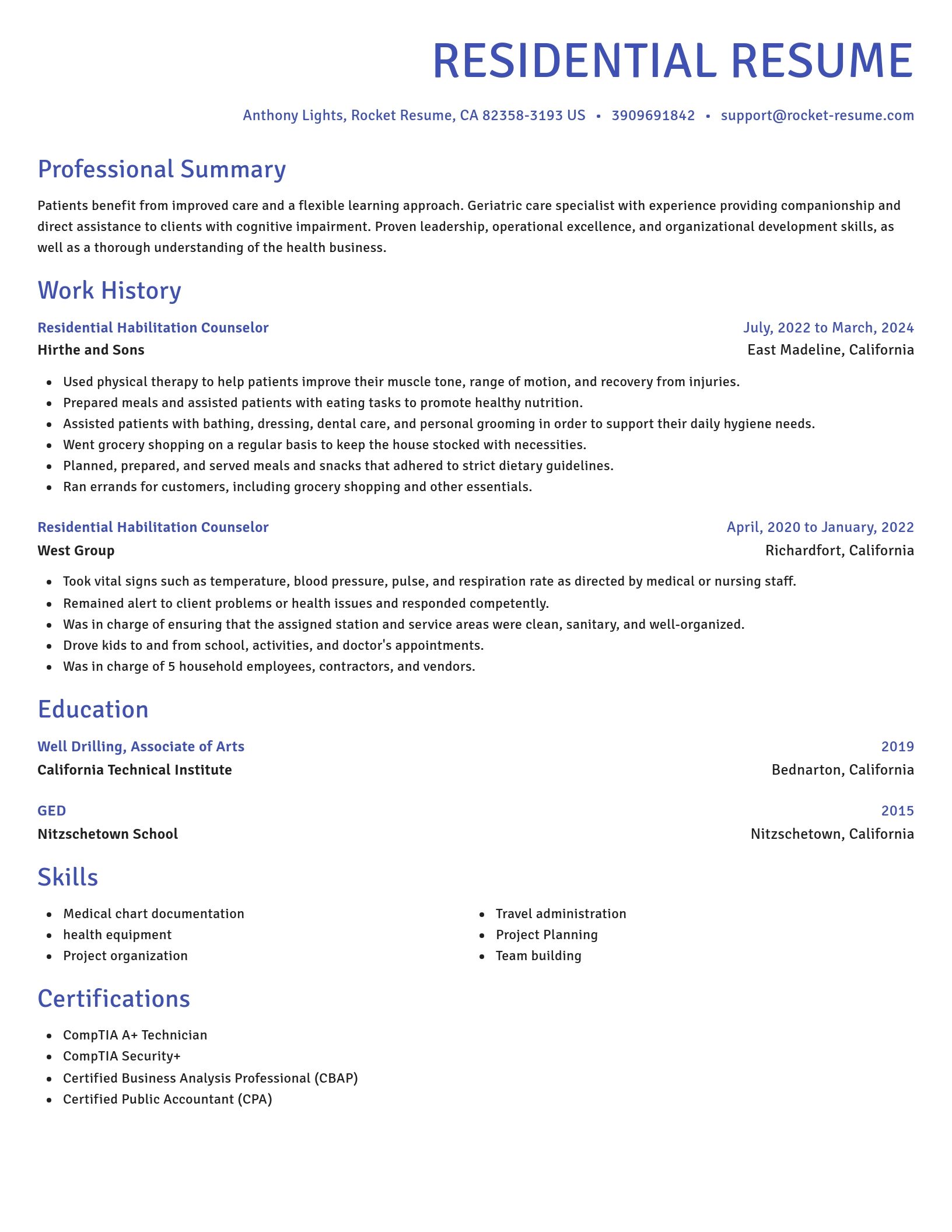 Novel resume template